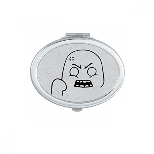 DIYthinker Angry Black Cute Chat Happy Pattern Oval Mirror - Portable Foldable Double-Sided Makeup Mirror for Travel, Home, and Vanity Use