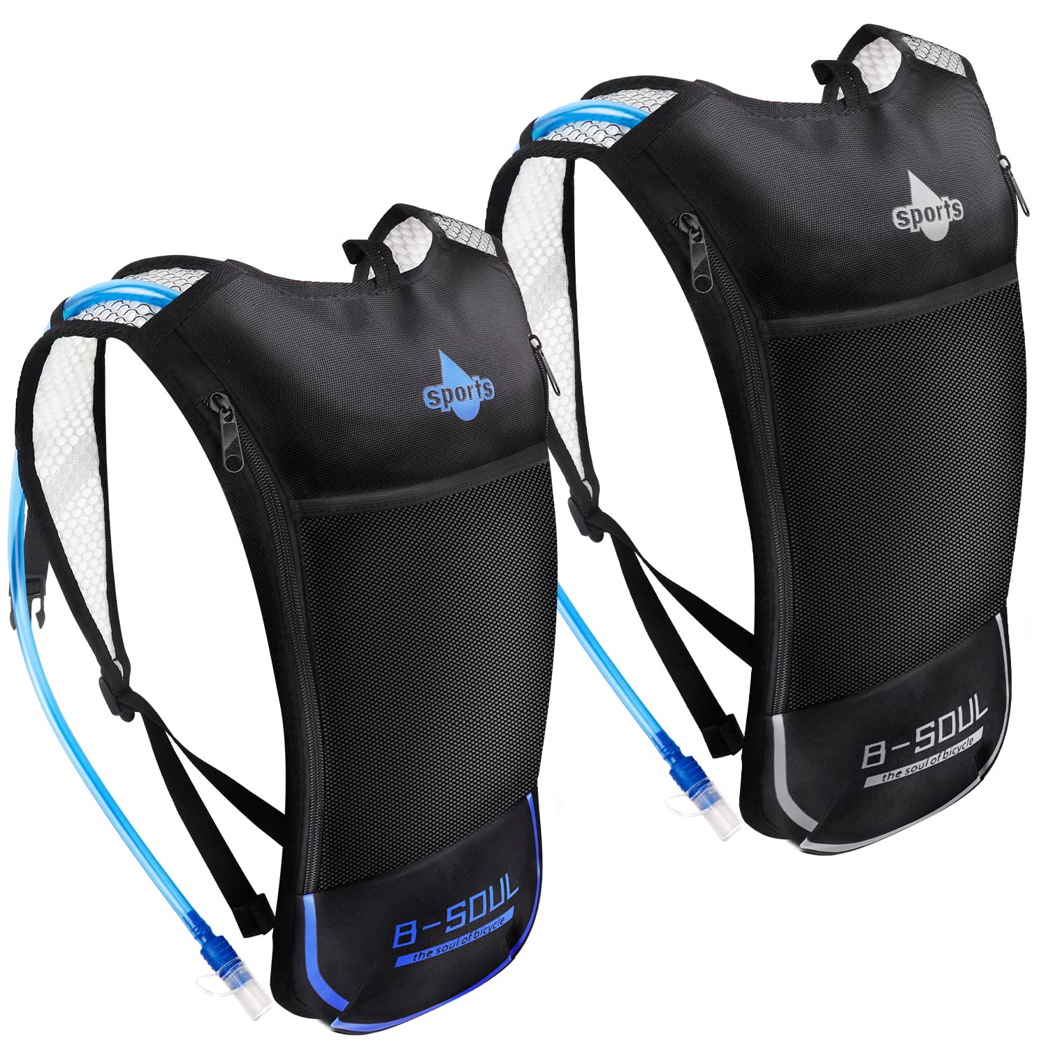 2 Pack Hydration Backpack with 2L Water Bladder - Lightweight Breathable Running Backpack with 3 Layer Pockets for Hiking, Cycling, Music Festivals & Outdoor Activities | Perfect for Marathon Training, Camping & Adventure Sports