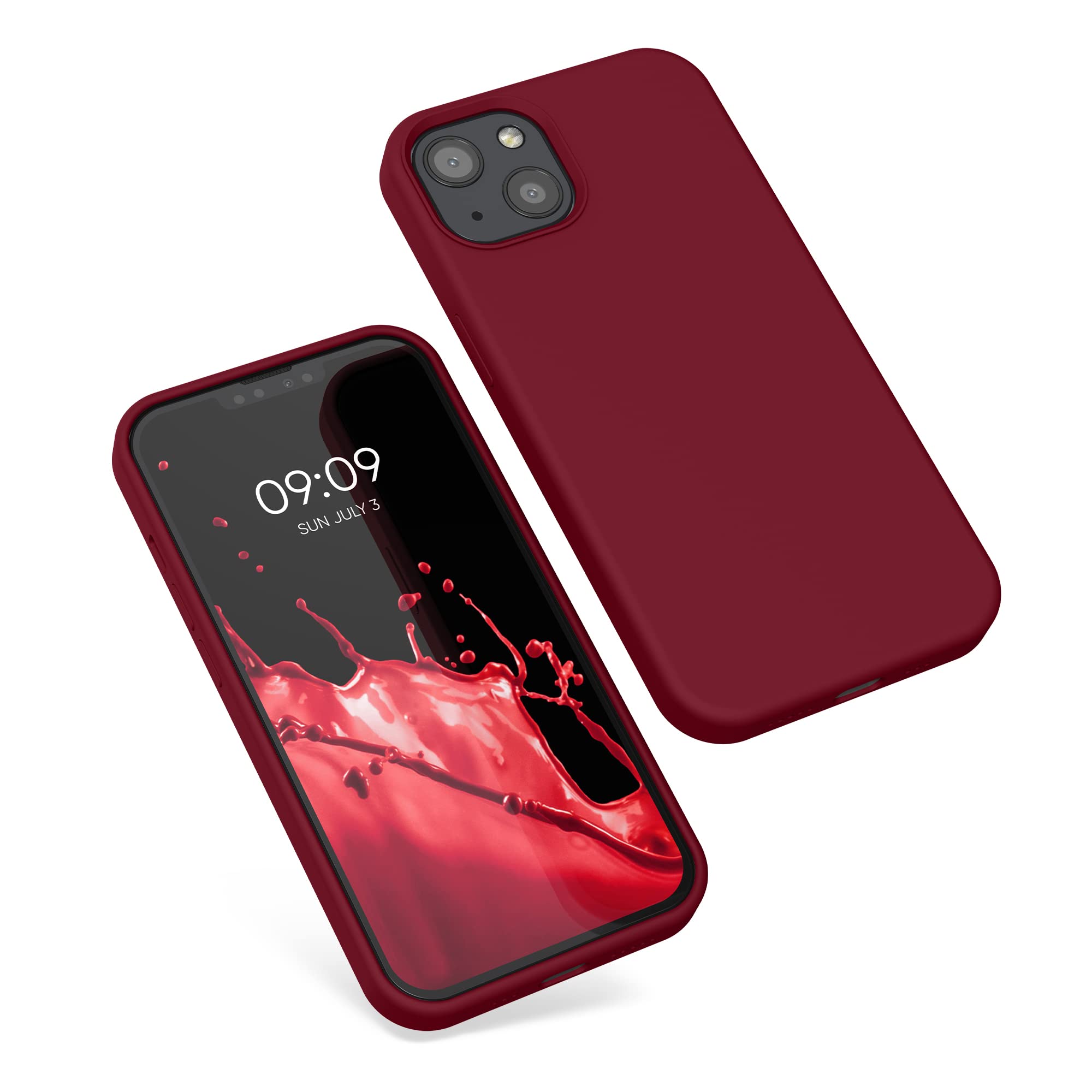 kwmobile Shockproof TPU Silicone Case for Apple iPhone 13 - Soft Matte Finish, Rhubarb Red - Perfect for Everyday Protection & Grip