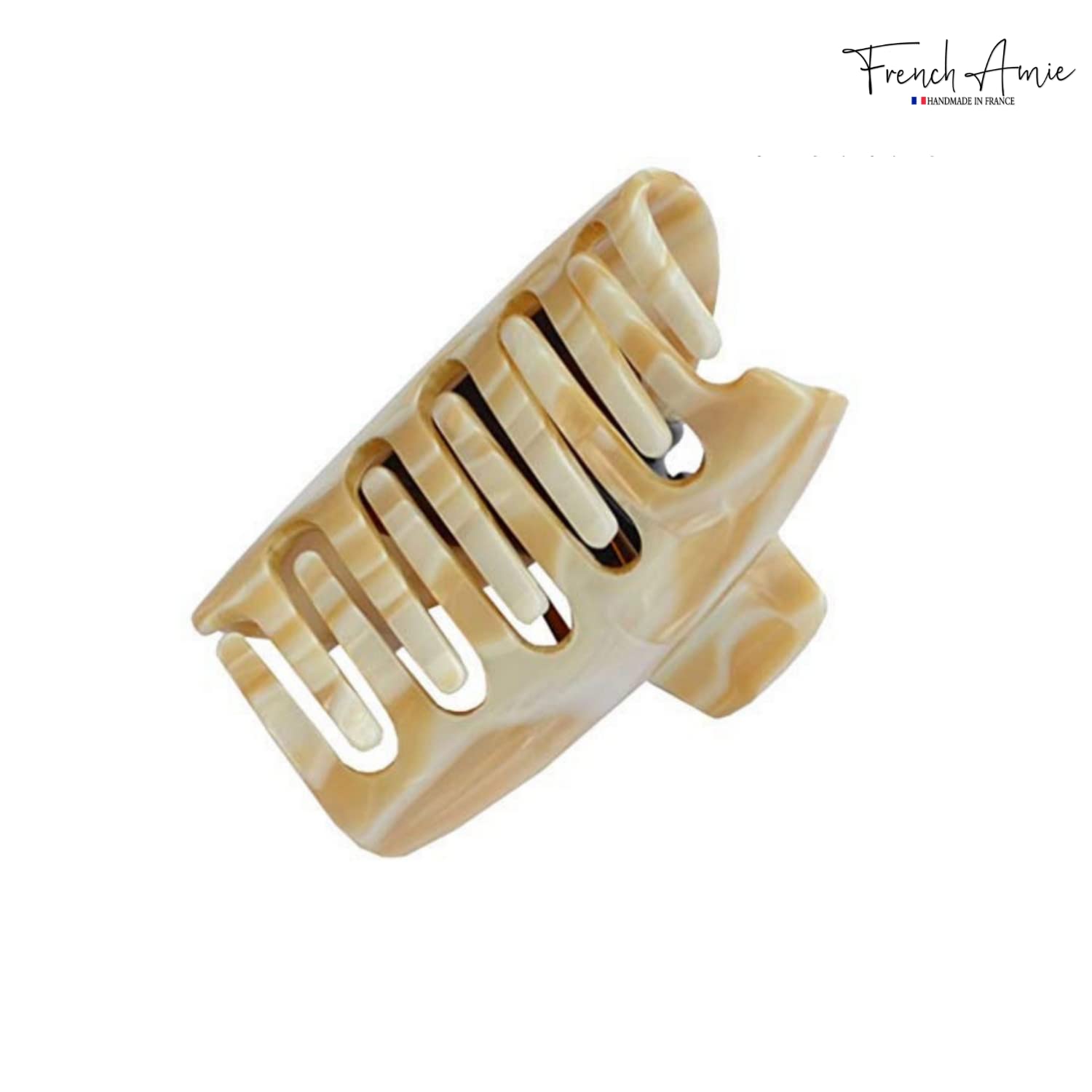 French Amie Marble Hair Claw Clip - Ivory Handmade for Women & Girls - Indoor & Outdoor Styling
