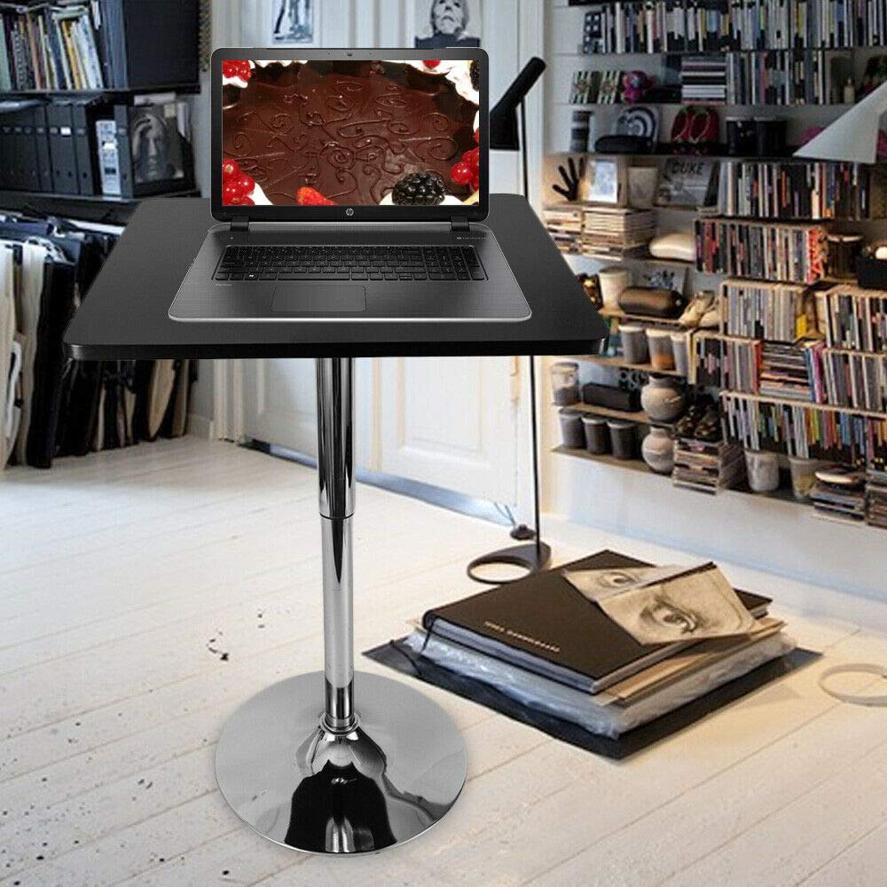 Eapmic Adjustable Height Square Pub Table - 36 Inch Black MDF Top with Silver Metal Base - Indoor Outdoor Bistro Bar Counter Table for Patio, Kitchen & Dining Room