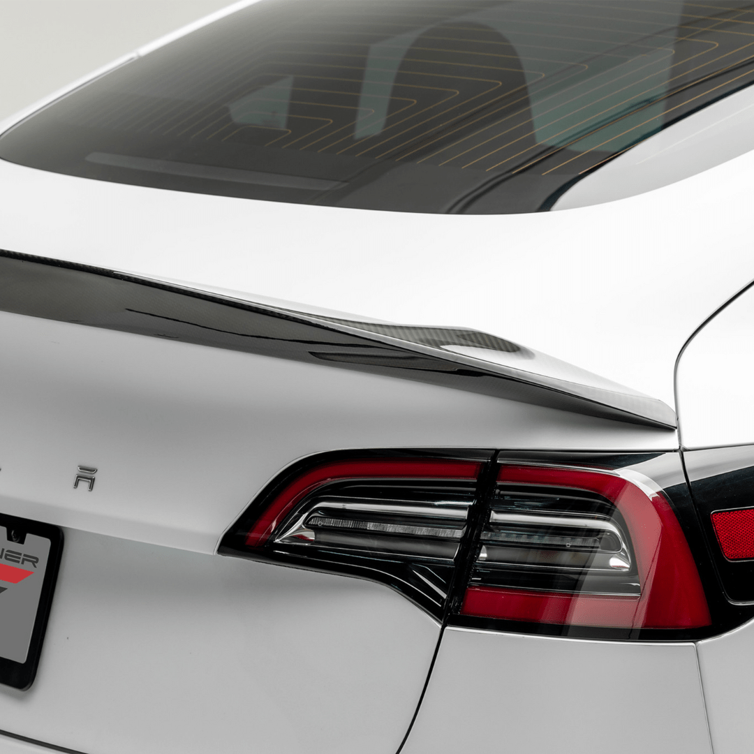 Tesla Model 3 Volta Aero Decklid Spoiler - Carbon Fiber Rear Trunk Spoiler for Tesla Model 3 - Enhances Aerodynamics & Sporty Look - Perfect for Street Racing & Car Shows