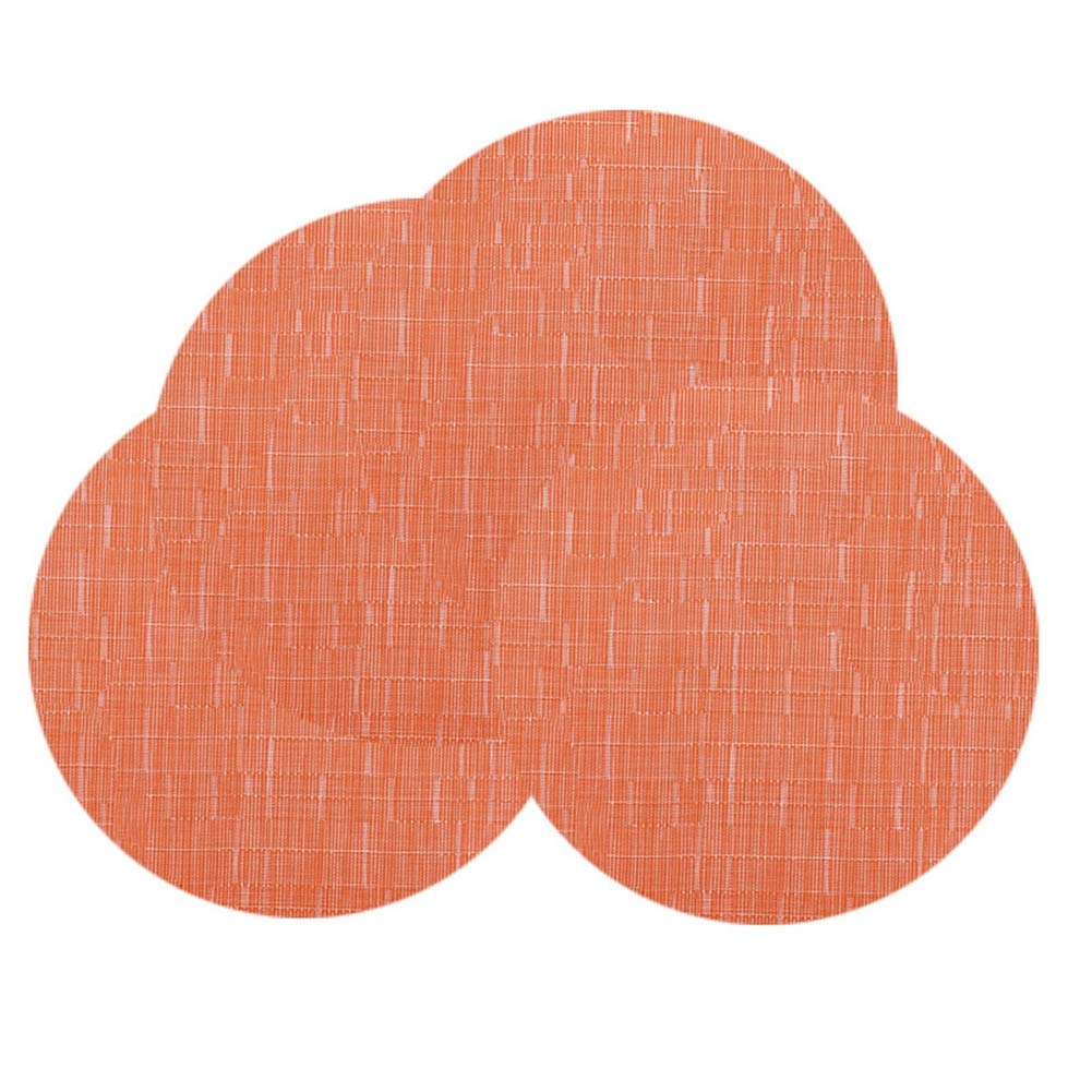 Round Woven Placemats Set of 4 - 13.8 Inch Washable Non-Slip Table Mats for Dining, Christmas Decor, Home, Wedding & Party - Orange Home Decor for Holiday Tablescapes