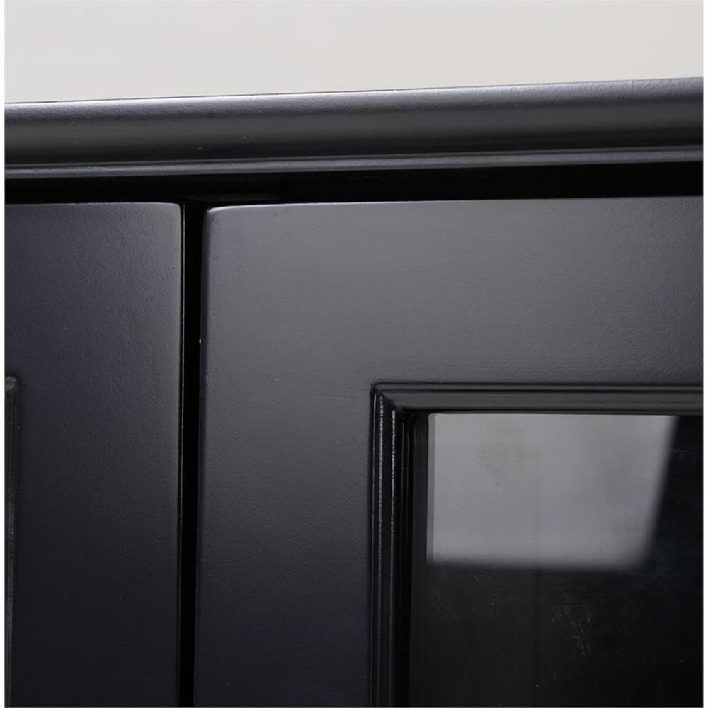 American Furniture Classics 22601 Glass Door Cabinet - Black Painted Display Cabinet for Living Room, Dining Room & Office Storage | Perfect for Showcasing China, Books & Collectibles
