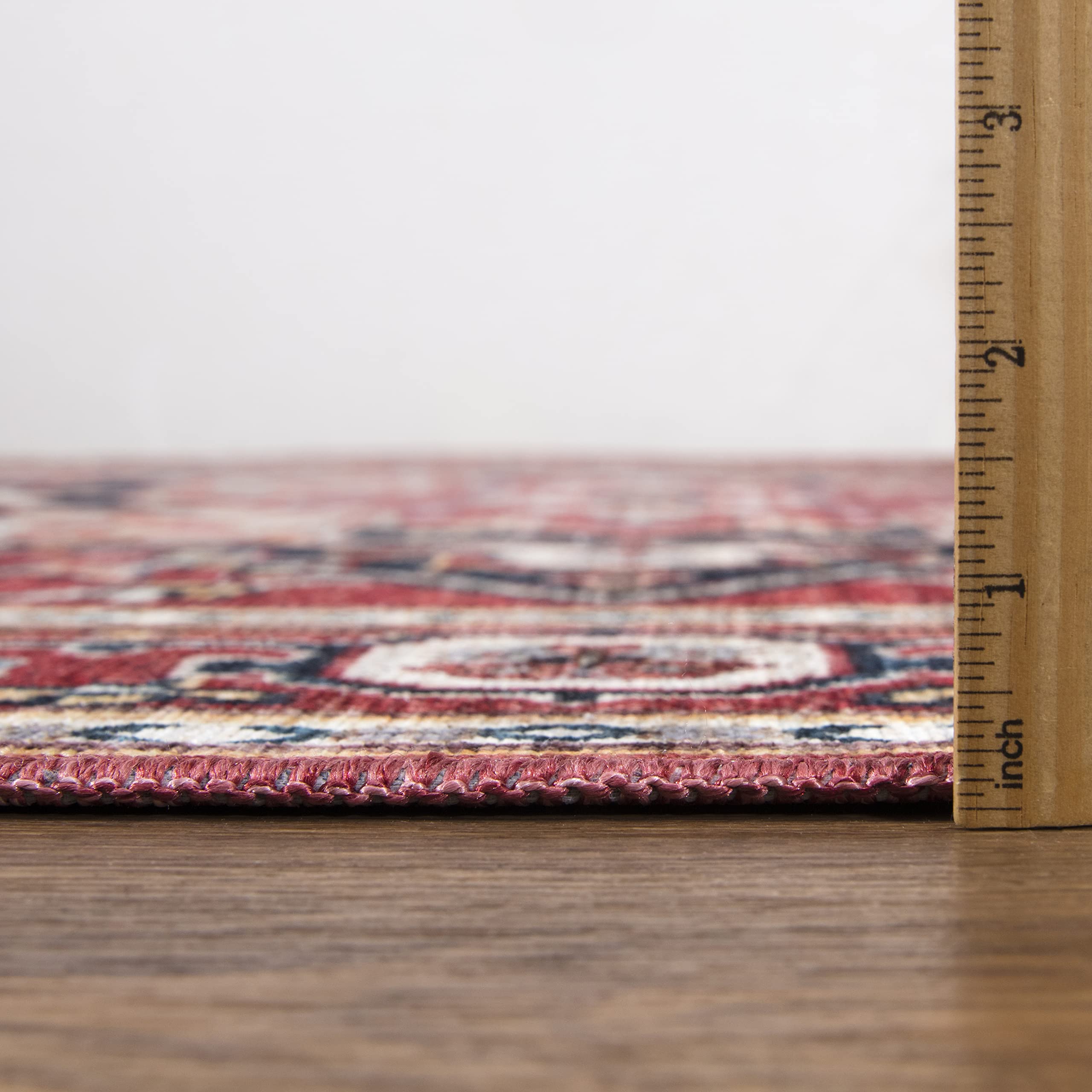 Abani 5' x 8' Red Traditional Rectangular Area Rug - Machine Washable Polypropylene, Stain Resistant & Non-Shedding Large Rug for Living Room, Bedroom, Dining Room & Home Decor