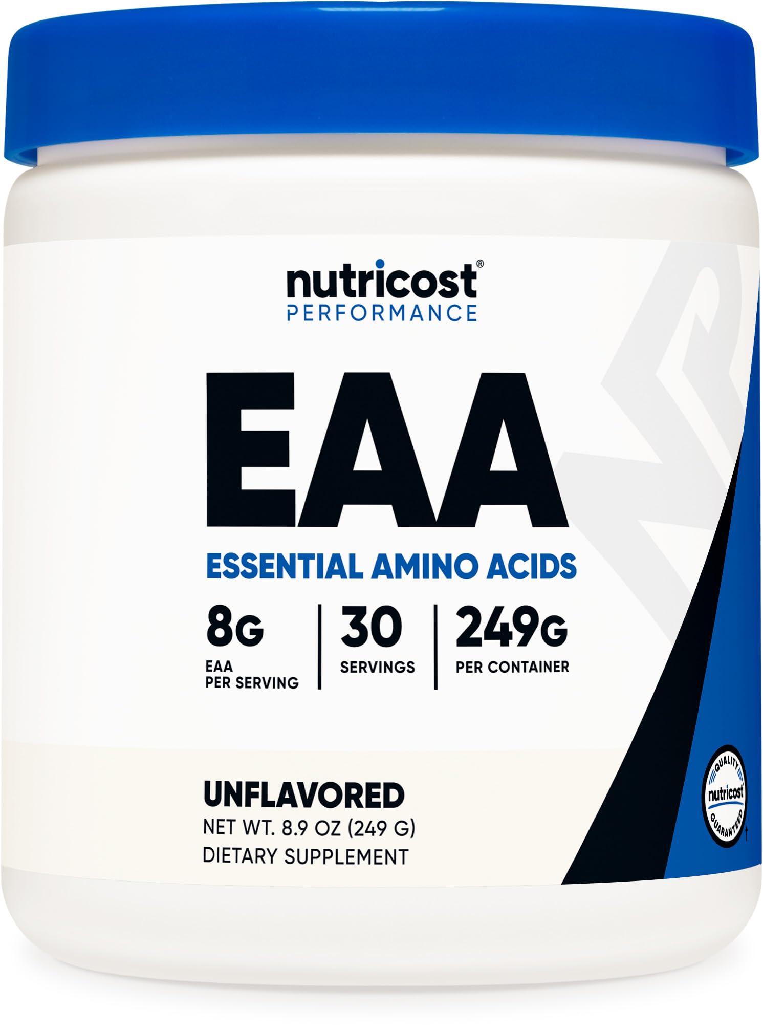 Nutricost EAA Powder 30 Servings (Unflavored) - Essential Amino Acids Supplement for Muscle Recovery - Non-GMO, Gluten Free, Vegetarian Friendly - Pre & Post Workout, Fitness & Bodybuilding