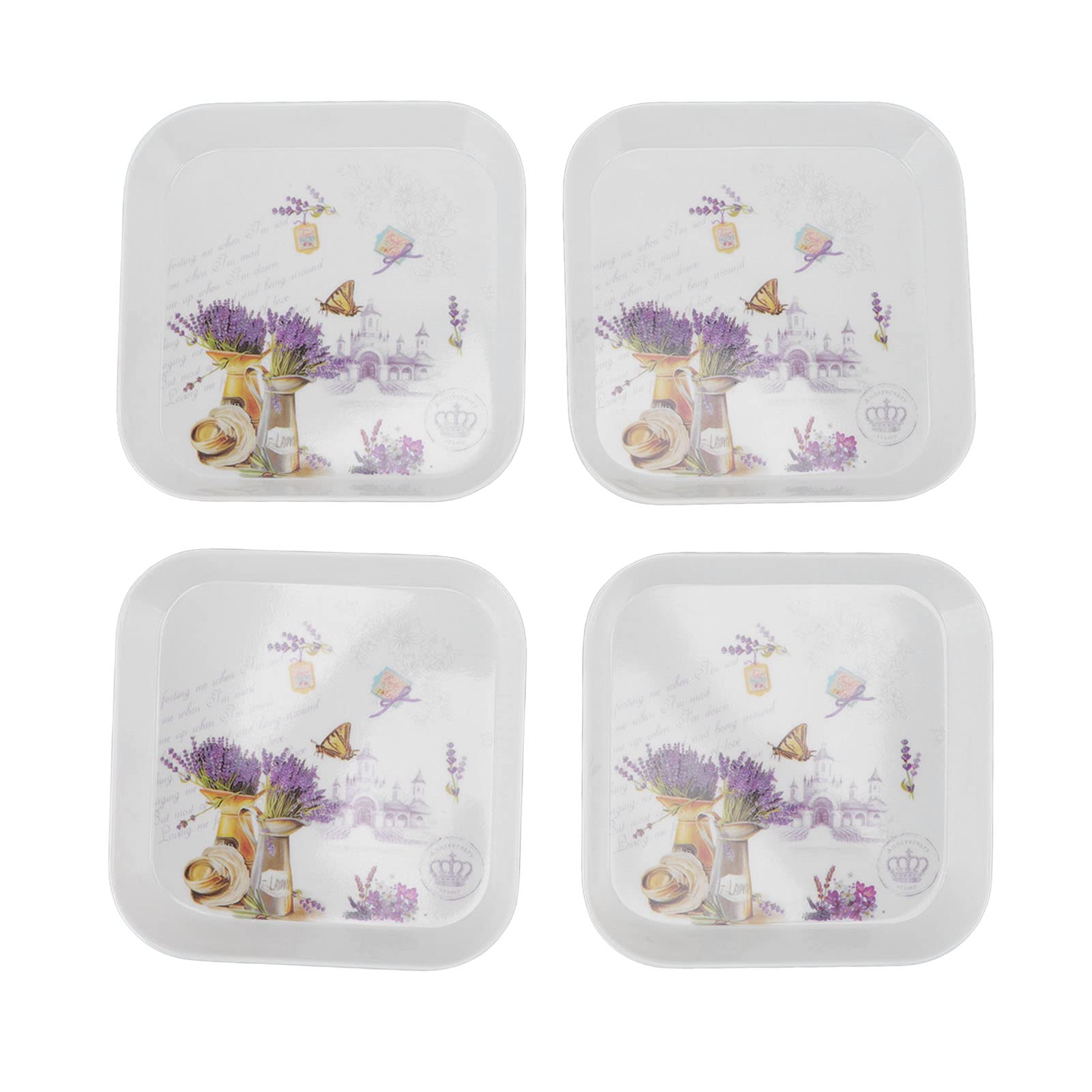 4-Piece Snack Plates Set - 5.9 Inch Small Serving Dishes for Fruits, Salads, Desserts, Appetizers - Durable Multipurpose Dishware for Home, School, Restaurant Use - Perfect as Storage Trays or Spit Bone Trays (#6)