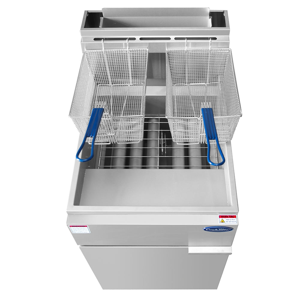 Atosa 75 lb Commercial Floor Fryer - 170,000 BTU Natural Gas Fryer for Restaurants, Food Trucks & Catering Businesses - Heavy Duty Deep Fryer for High Volume Cooking