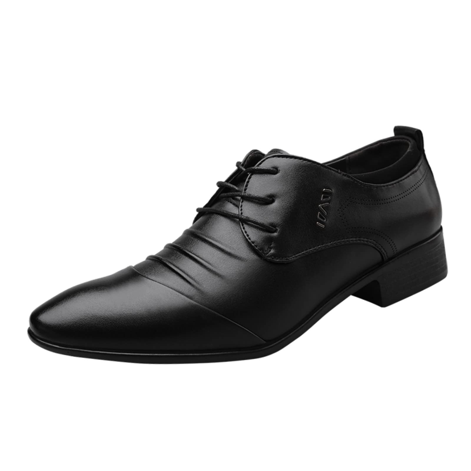 Men's White Leather Dress Shoes - Low Heel Pointed Toe Lace-Up & Slip-On Formal Shoes for Summer & Autumn | Perfect for Weddings, Office & Business Occasions