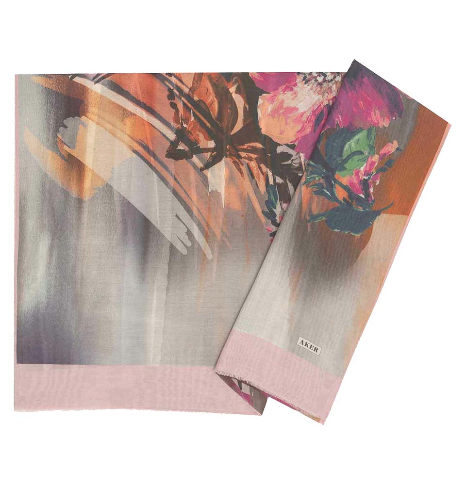 Aker 100% Silk Cotton Patterned Hijab Shawl #8086 491 - Soft & Breathable Muslim Headscarf for Women, Perfect for Daily Wear, Prayer & Special Occasions