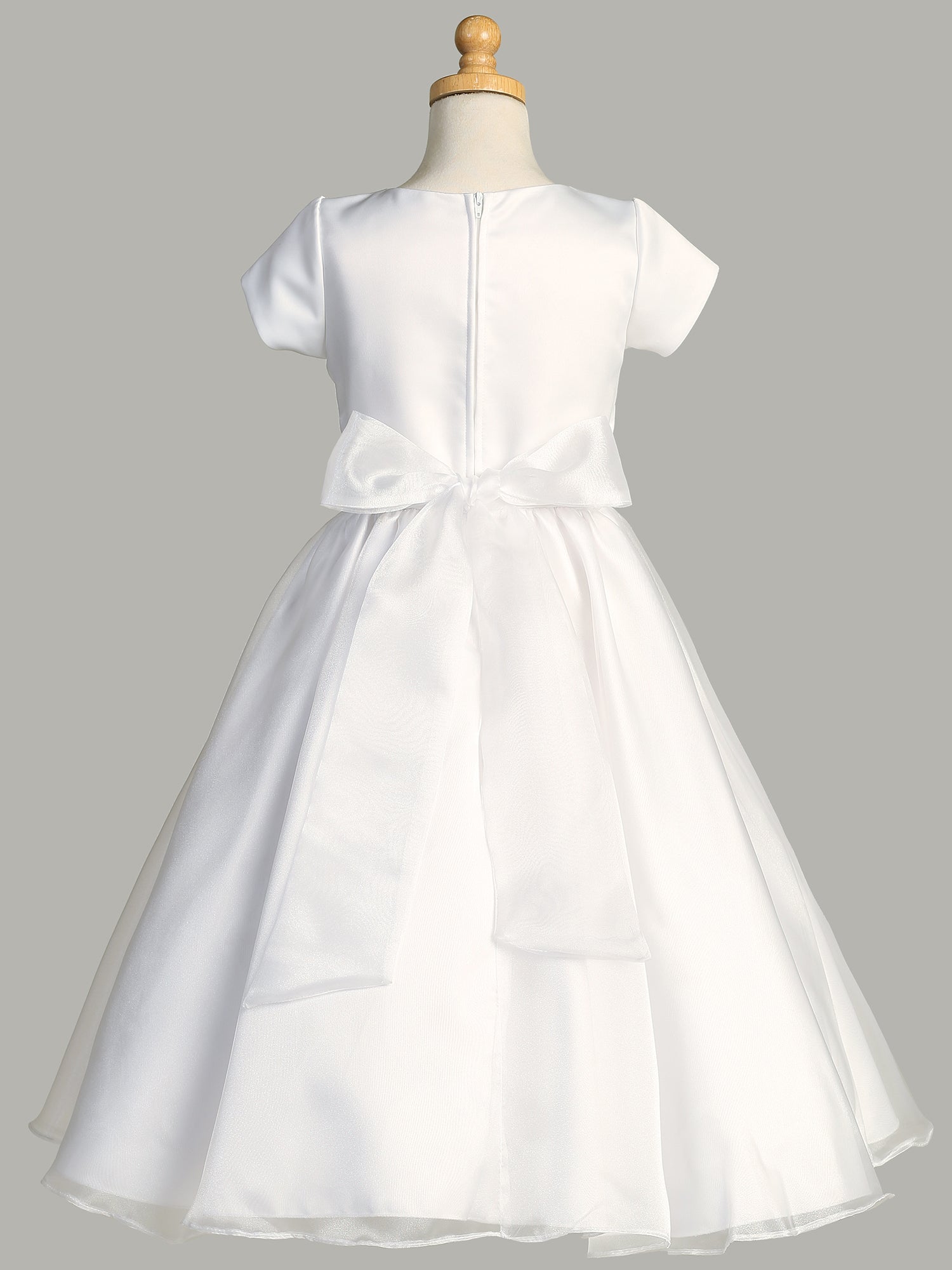 Girls First Communion Dress - White Satin Bodice & Crystal Organza Skirt - Size 200 - Perfect for Church Ceremonies, Baptisms & Special Occasions