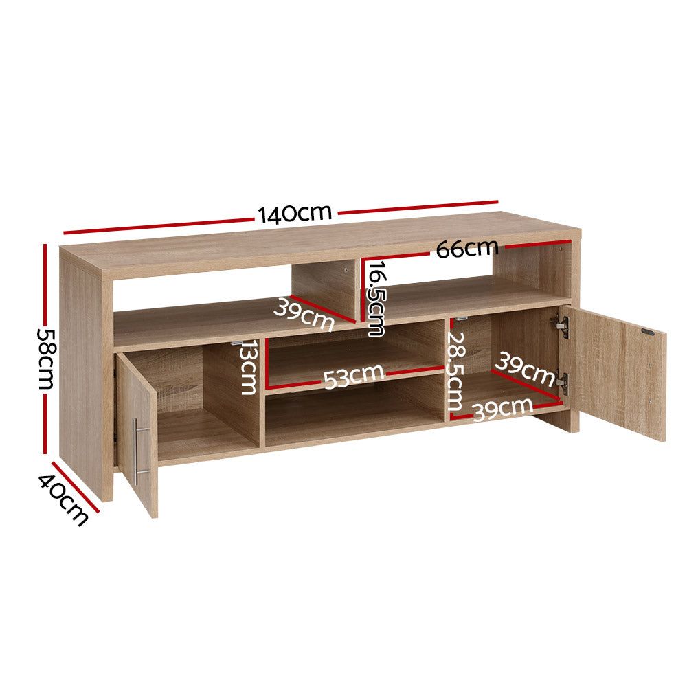 Artiss 140cm Oak TV Stand Entertainment Center - Modern TV Cabinet with Storage for Living Room, Bedroom & Home Theater Setup