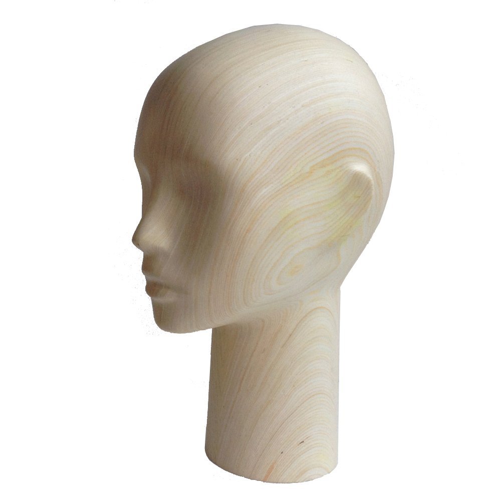 Kukin Natural Wooden Female Mannequin Head for Glasses Display - Perfect for Eyewear Showcase, Salon Decor, and Photography Props