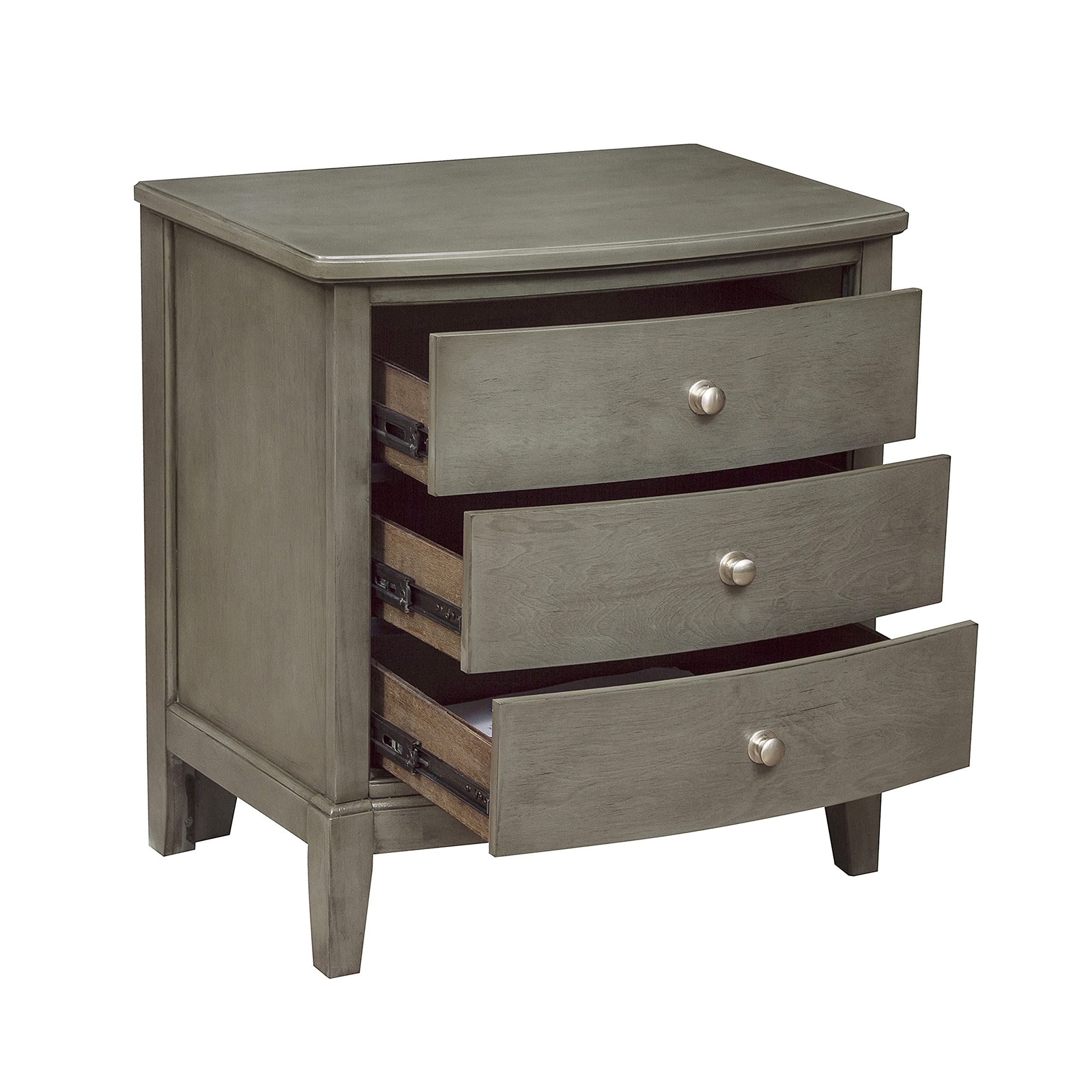 Lexicon Baylor 3-Drawer Nightstand, Gray - Modern Bedside Table with Storage for Bedroom, Living Room, or Guest Room