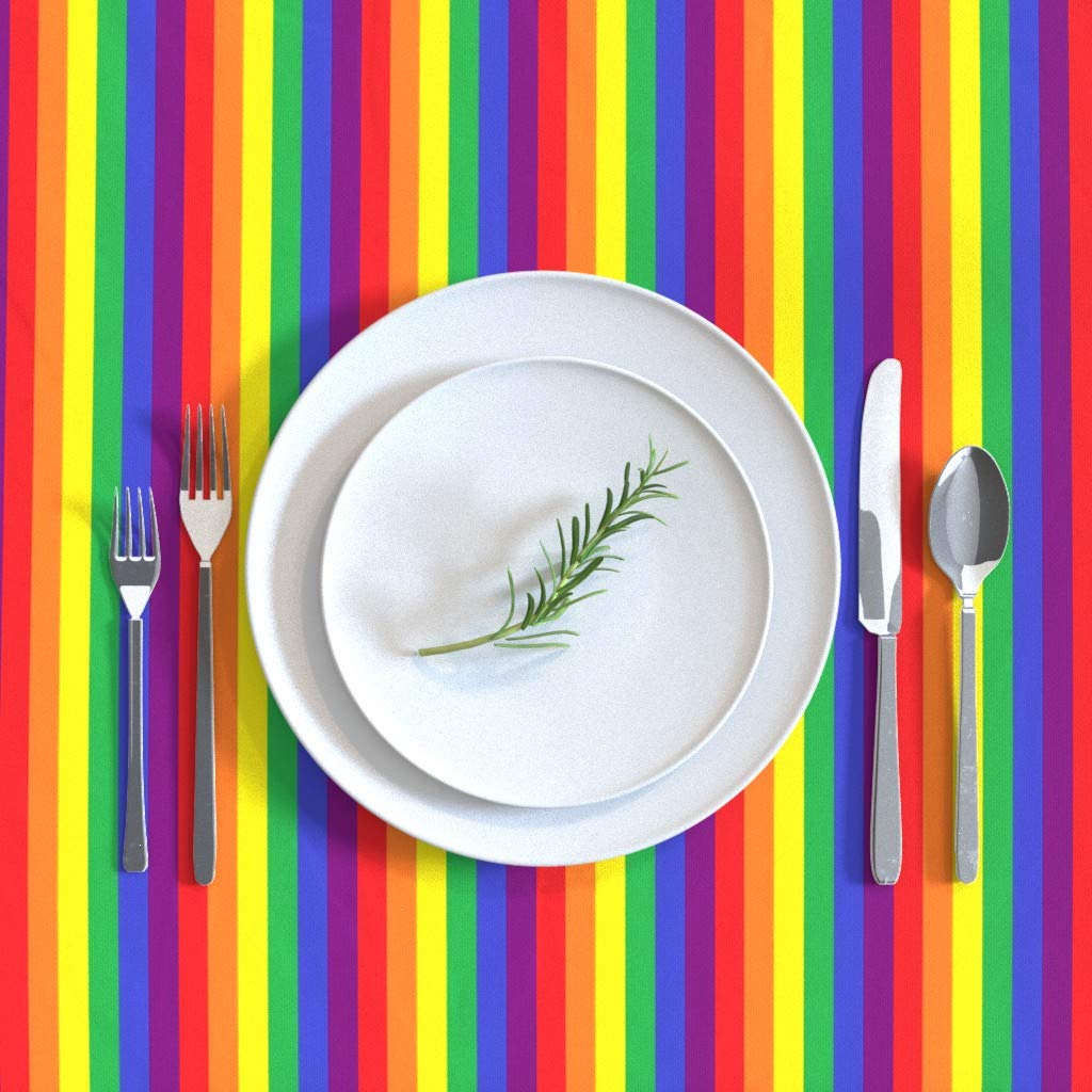 Rainbow Pride Stripe Cotton Sateen Tablecloth 90