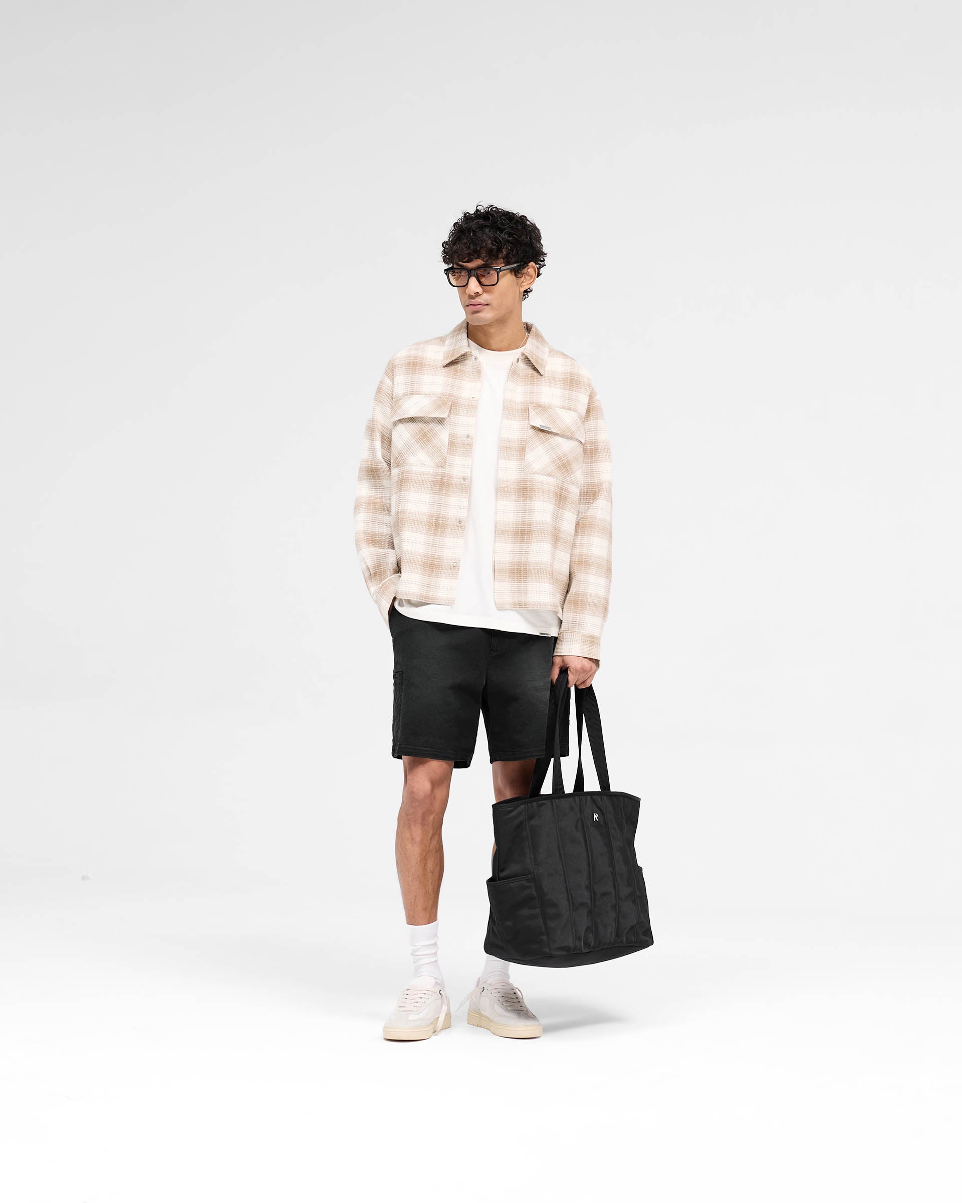 Waffle Flannel Shirt for Men - Mid Brown Plaid Button Down Shirt | Warm & Comfortable Casual Wear for Fall & Winter Outdoor Activities
