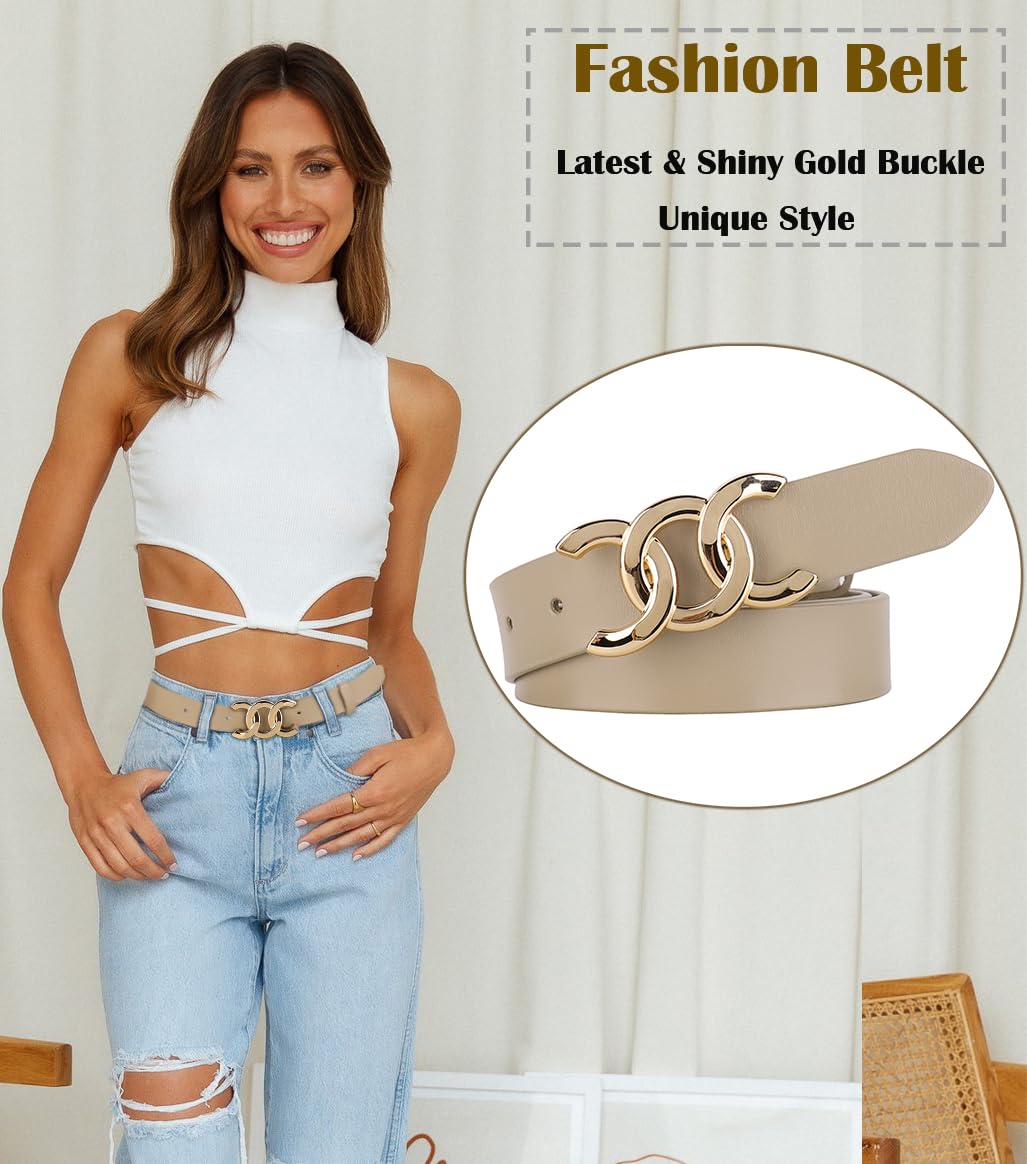 ALAIX Women's Fashion Belt - Gold & Silver Buckle Leather Belt for Jeans, Pants & Dresses | Adjustable Waist Strap for Casual & Formal Outfits | Perfect for Office, Party & Everyday Wear