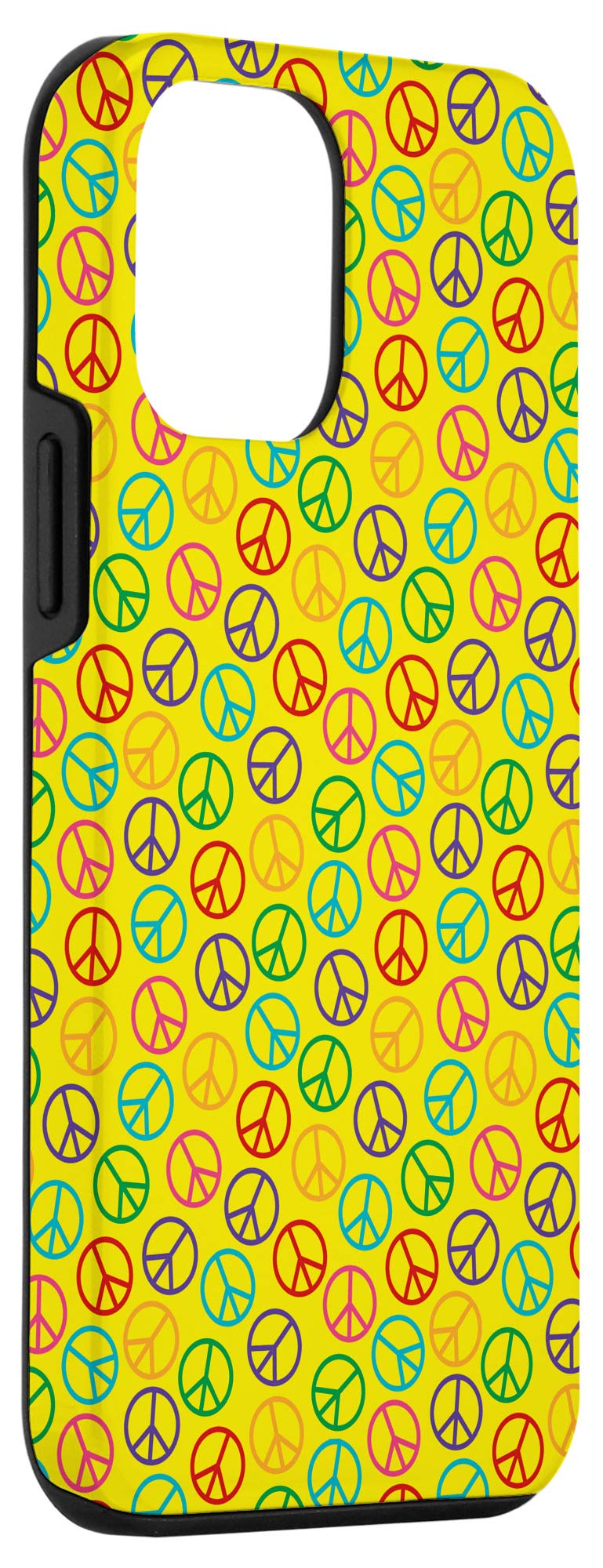 iPhone 12 Mini Case - Yellow Peace Sign Pattern Protective Cover | Trendy & Durable Phone Case for Everyday Use, Travel & Fashion Accessory