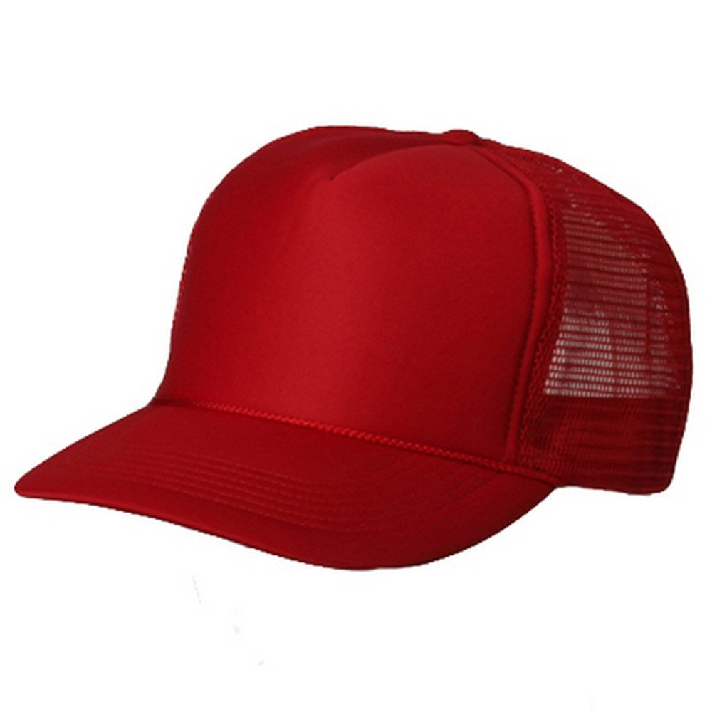 Breathable Summer Foam Mesh Trucker Cap - Red | Adjustable Snapback Hat for Men & Women | Perfect for Outdoor Activities, Sports, and Casual Wear