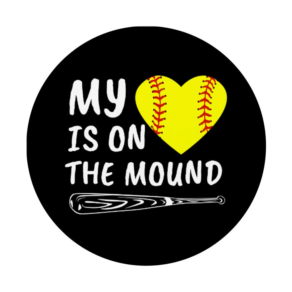 My Heart is on the Mound Softball-Themed PopSockets PopGrip - Swappable Phone & Tablet Grip for Baseball Fans | Perfect for Game Days, Player Gifts & Softball Enthusiasts