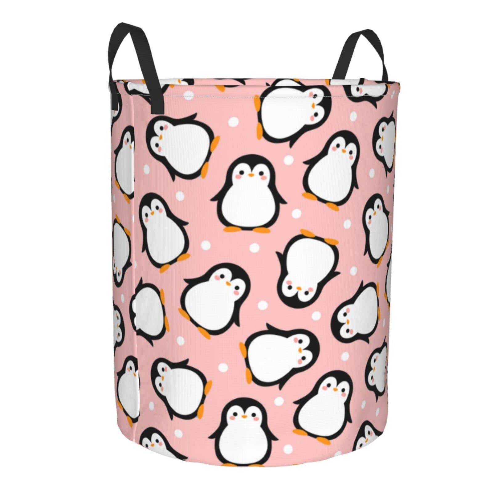 Waterproof Pink Polka Dot Collapsible Laundry Basket with Handle - Foldable Fabric Hamper for Clothes, Toys & Bathroom Storage - Perfect for Laundry Room, Dorm, Nursery & Closet Organization