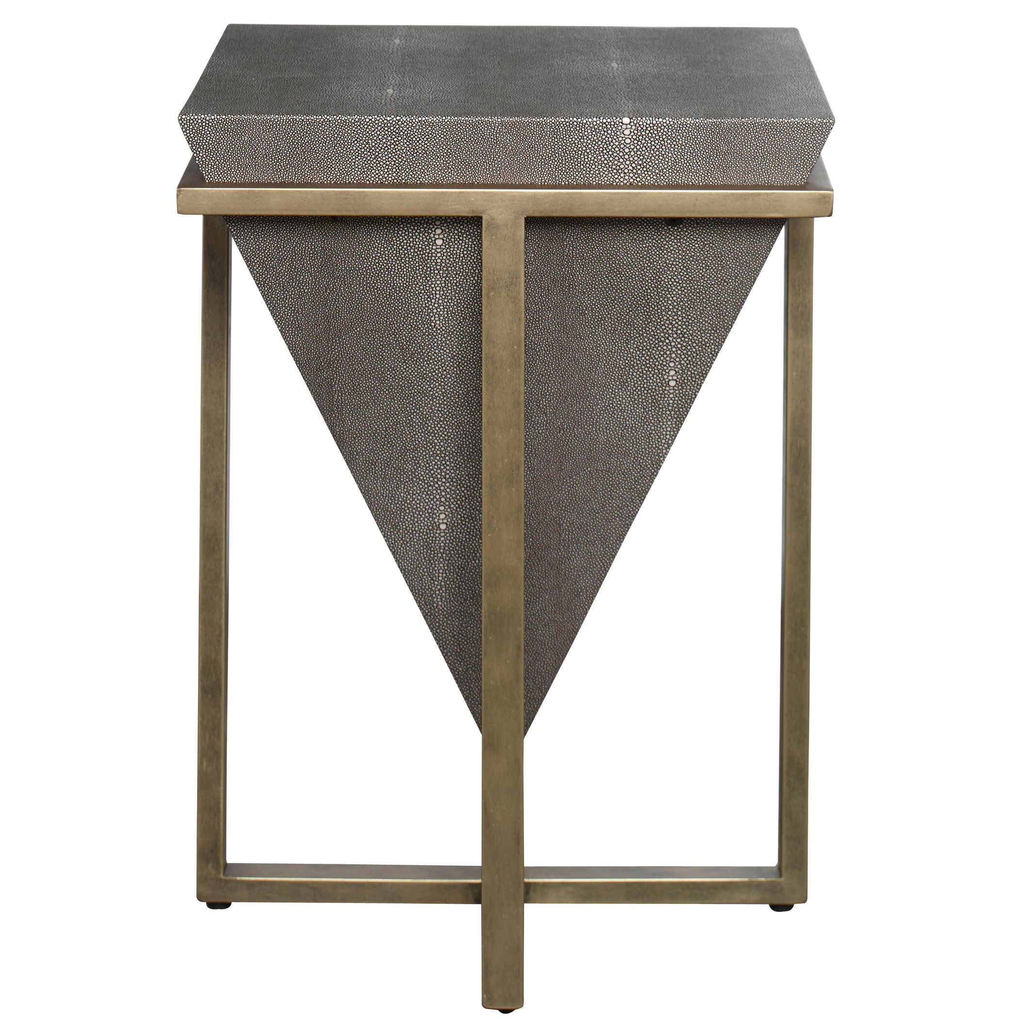 Bertrand Shagreen Accent Table in Gray, Dark & Gold - Stylish End Table for Living Room, Bedroom or Office Decor
