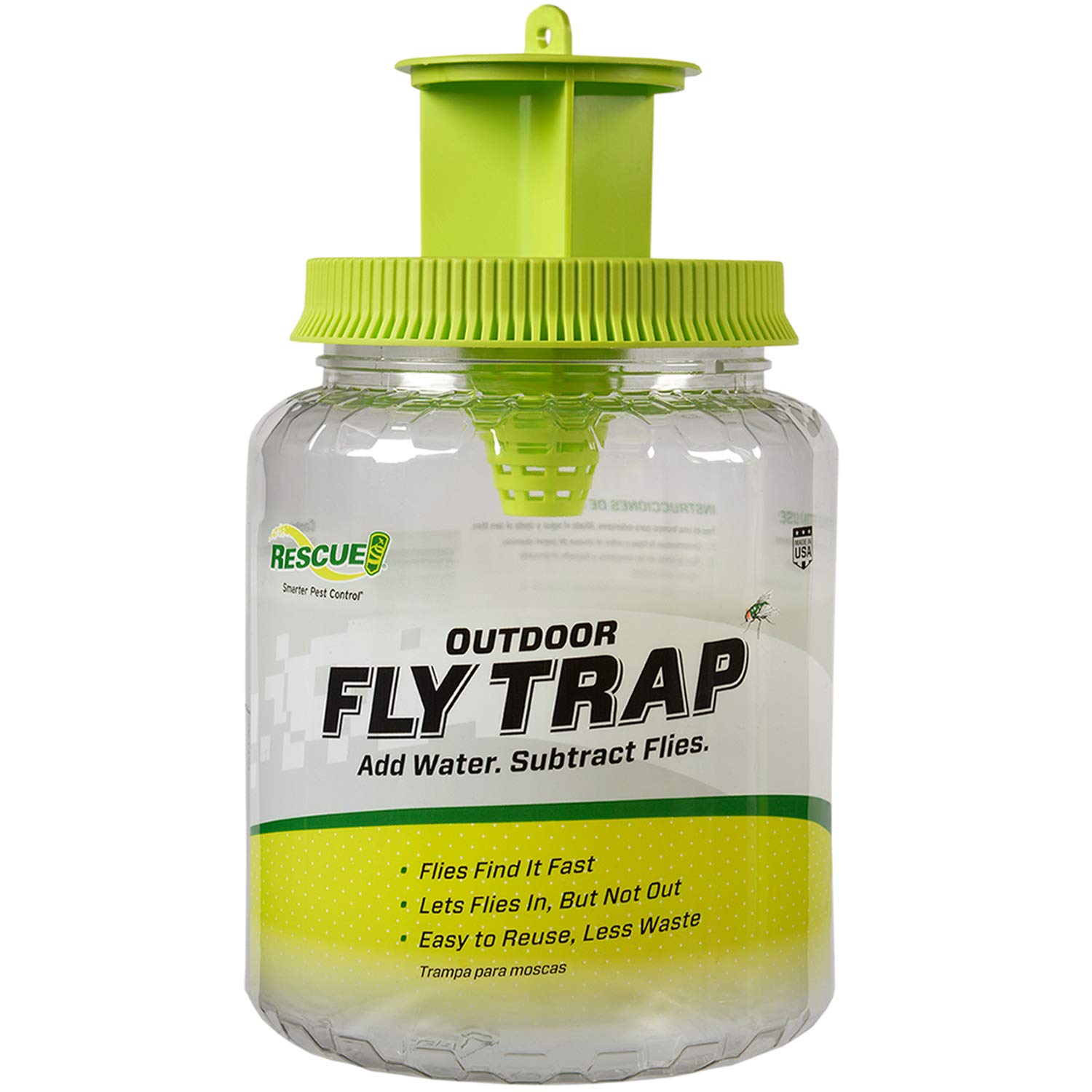 RESCUE! Outdoor Fly Trap - Reusable Hanging Fly Catcher for Backyard, Garden & Patio - Natural Fly Control for Outdoor Spaces