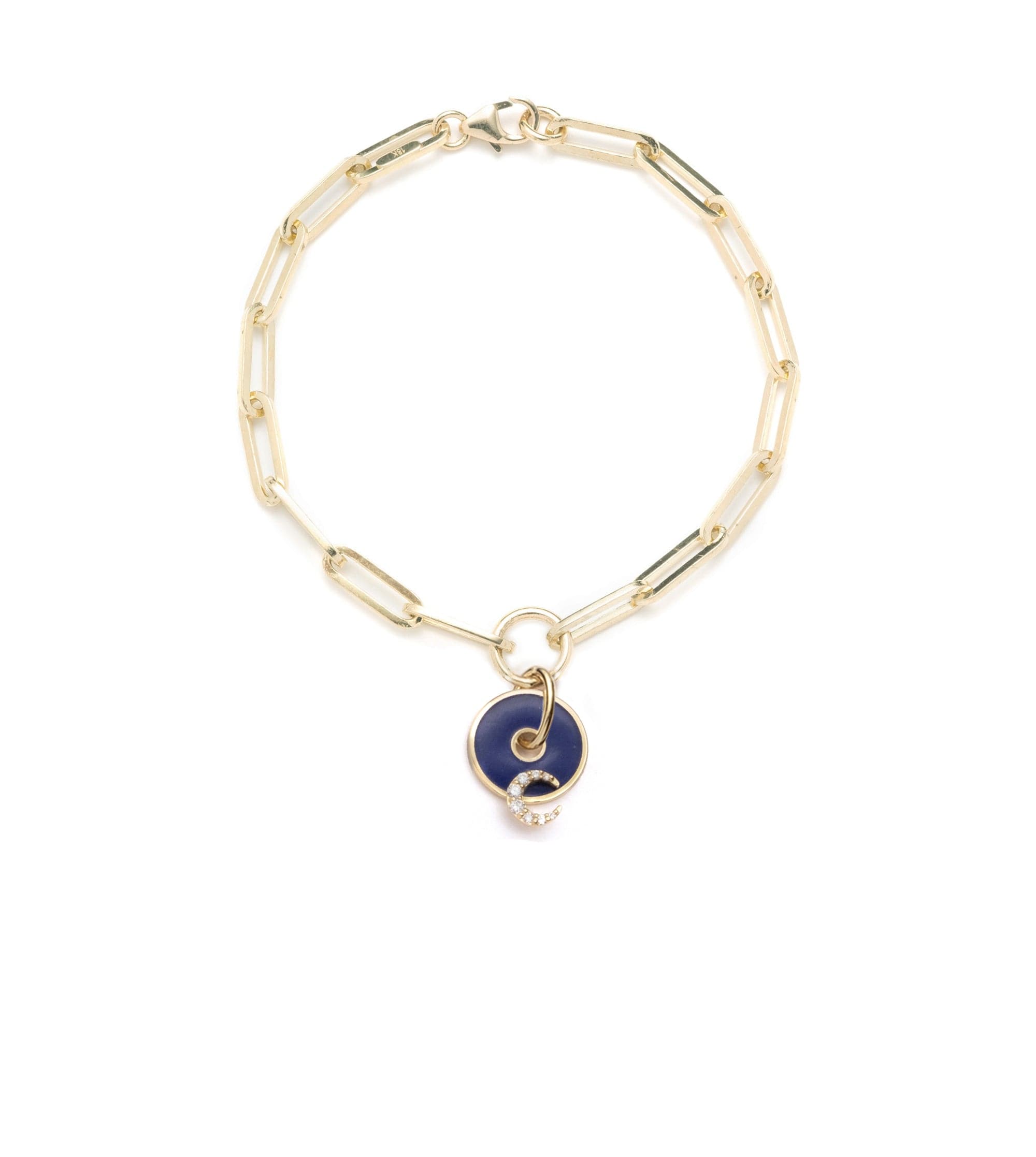 Blue Crescent Karma Disk Classic FOB Clip Chain Bracelet - Vintage Style Adjustable Bracelet for Women, Perfect for Boho Fashion & Everyday Wear