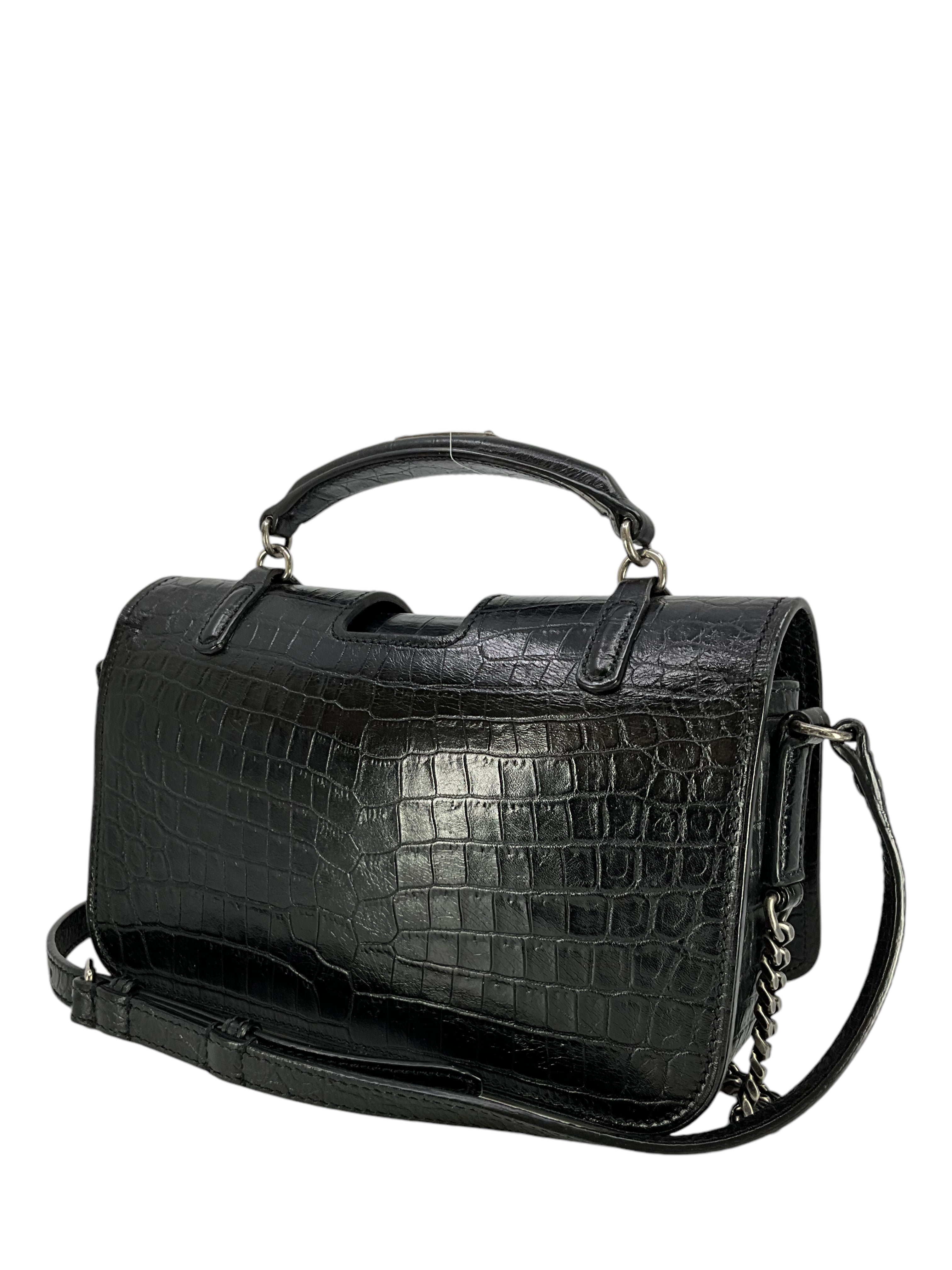 SAINT LAURENT Medium Charlotte Bag - Genuine Crocodile Embossed Leather Handbag for Women | Perfect for Work, Evening Events & Luxury Gift Giving