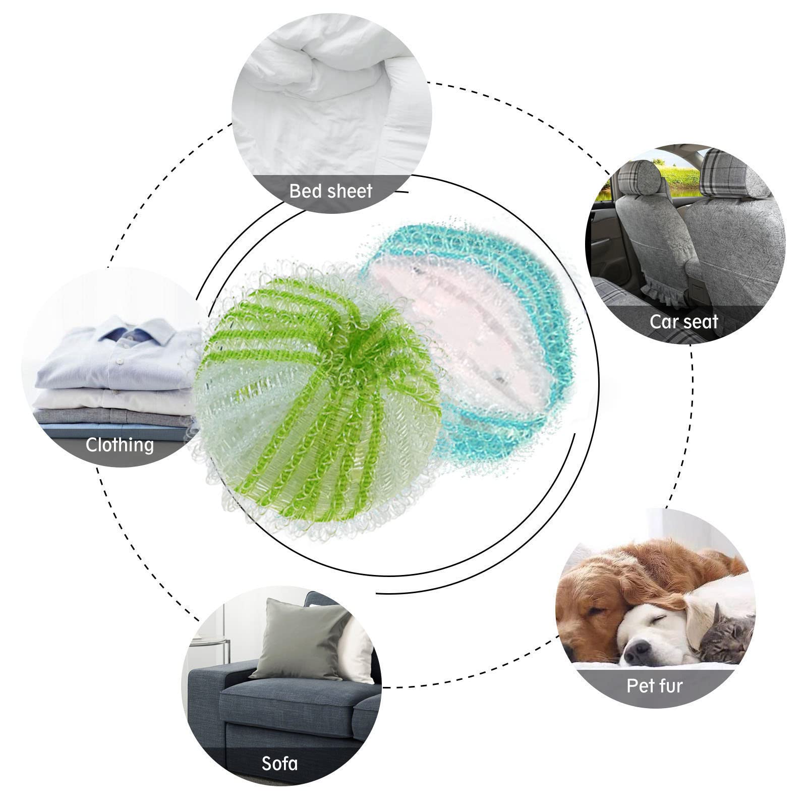 12 Pack Reusable Pet Hair Remover Balls for Laundry - Cat & Dog Hair Catcher for Washing Machine - Lint Remover for Pet Owners (Perfect for Removing Pet Hair from Clothes, Blankets & Bedding)