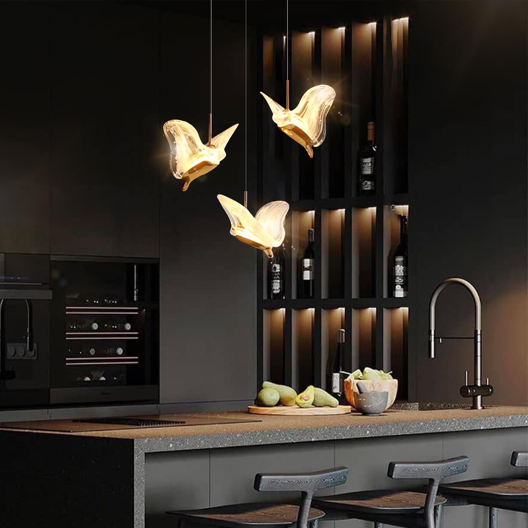 Modern Mini Chandelier LED Pendant Light - Dimmable Kitchen Island Lighting, Dining Room & Bedroom Ceiling Fixture (2700K-6000K) | Perfect for Contemporary Homes, Restaurants and Cozy Spaces