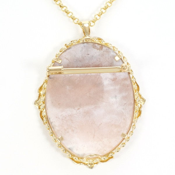 18K Yellow Gold Shell Cameo 2-Way Convertible Necklace & Brooch - Vintage Inspired Jewelry for Women, Perfect for Weddings, Parties & Special Occasions