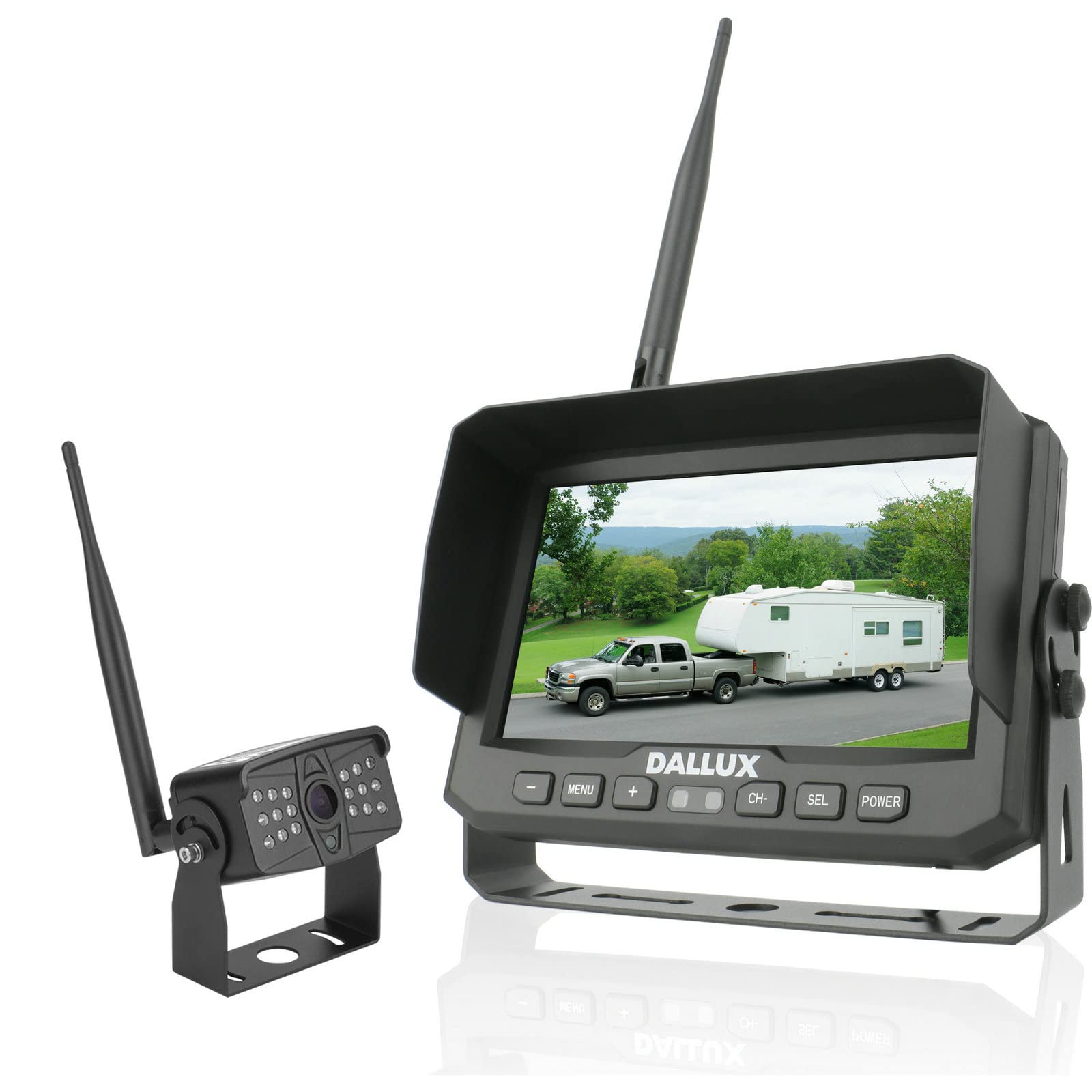 DALLUX 7 Inch Digital Wireless Backup Camera System with 1080P HD Monitor - IP69K Waterproof Rear/Front View Camera for Trucks, Trailers, RVs, Buses, Vans & Heavy Vehicles - Perfect for Safe Reversing, Parking & Blind Spot Monitoring