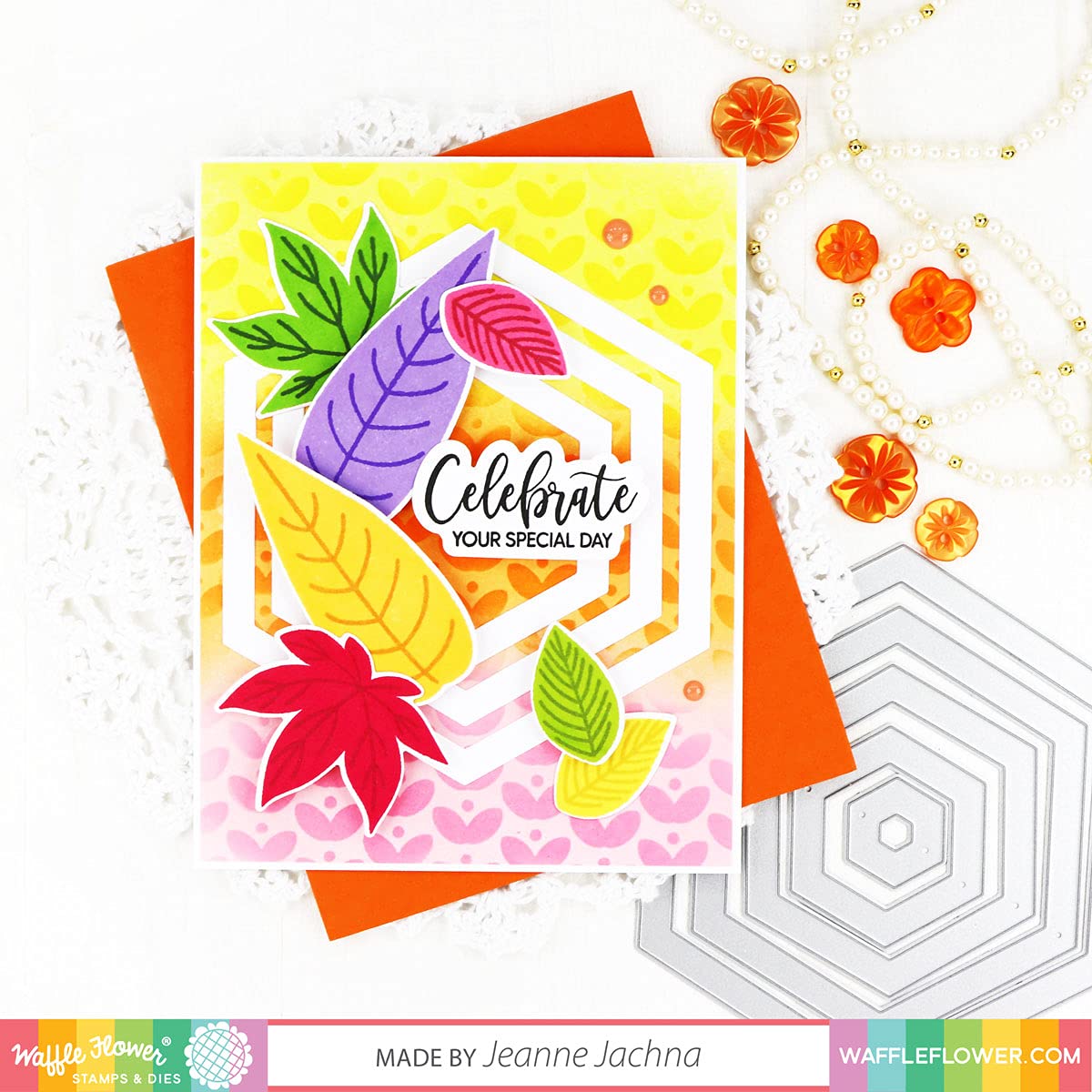 Waffle Flower Two-Step Leaves Matching Die Set for Card Making & Scrapbooking - Perfect for DIY Greeting Cards, Invitations, and Paper Crafts
