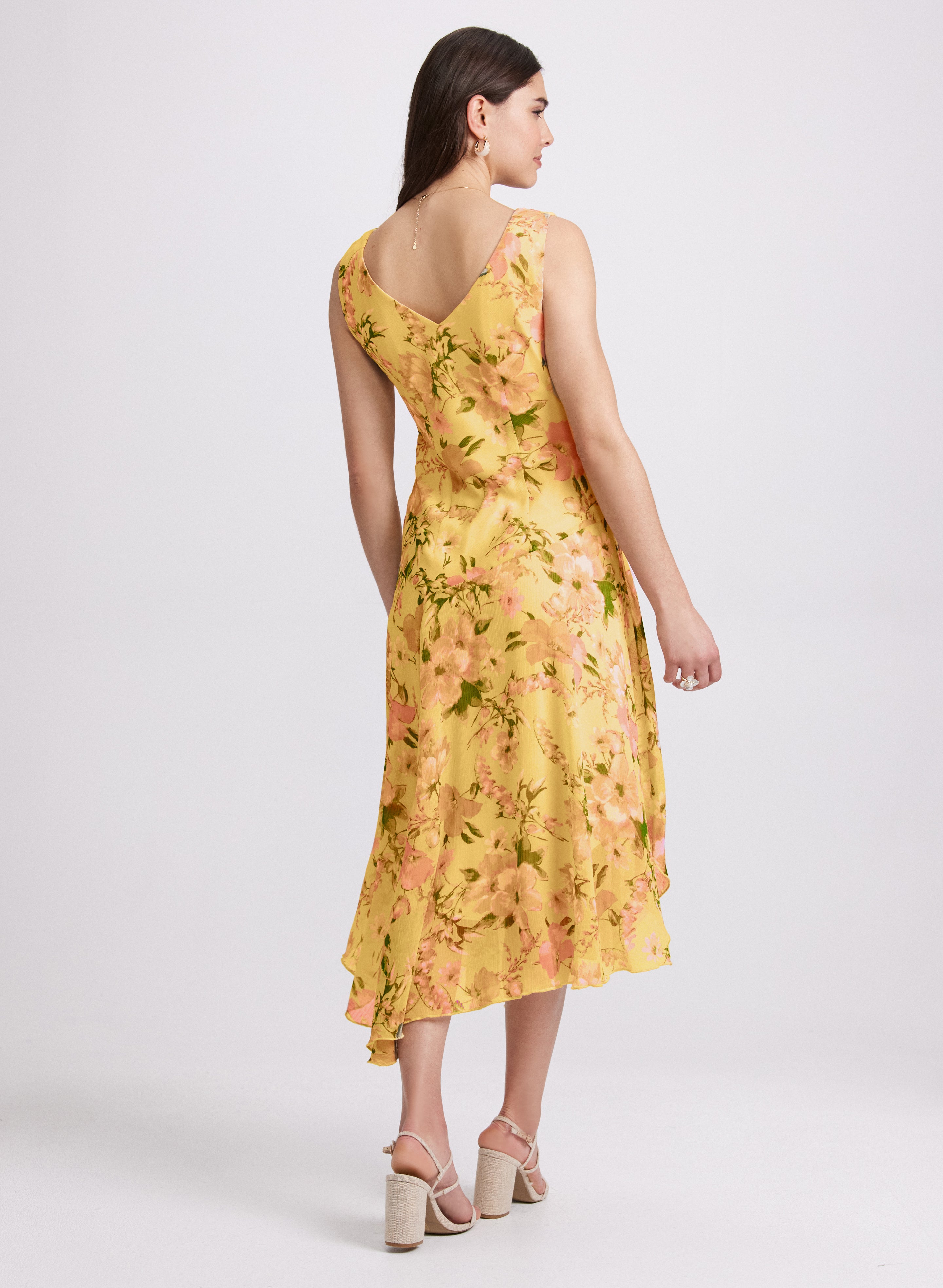 Elegant Floral Chiffon Dress for Women - Summer Boho Maxi Dress with V-Neck & Flowy Sleeves - Perfect for Beach Vacations, Weddings & Date Nights