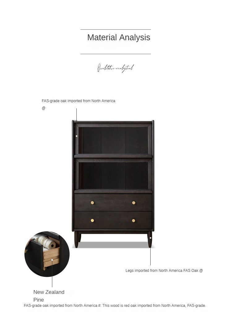 Solid Oak Wood Side Cabinet - Black Finish | Stylish Storage for Living Room, Bedroom, or Office
