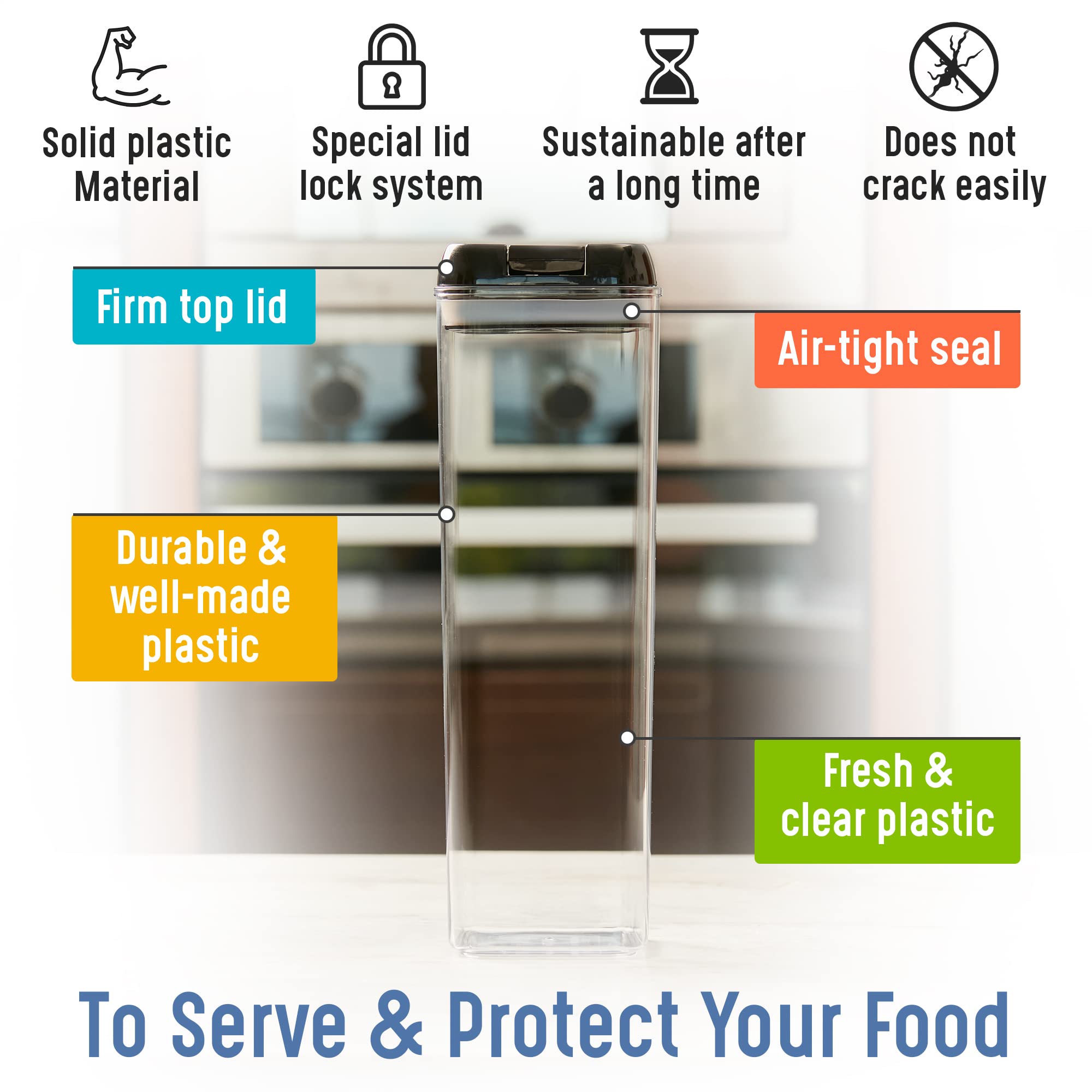 **Airtight Food Storage Containers Set of 3 – Durable, BPA-Free Kitchen Pantry Organizers for Flour, Sugar, Cereal & Dry Food – Perfect for Meal Prep, Baking & Keeping Food Fresh**