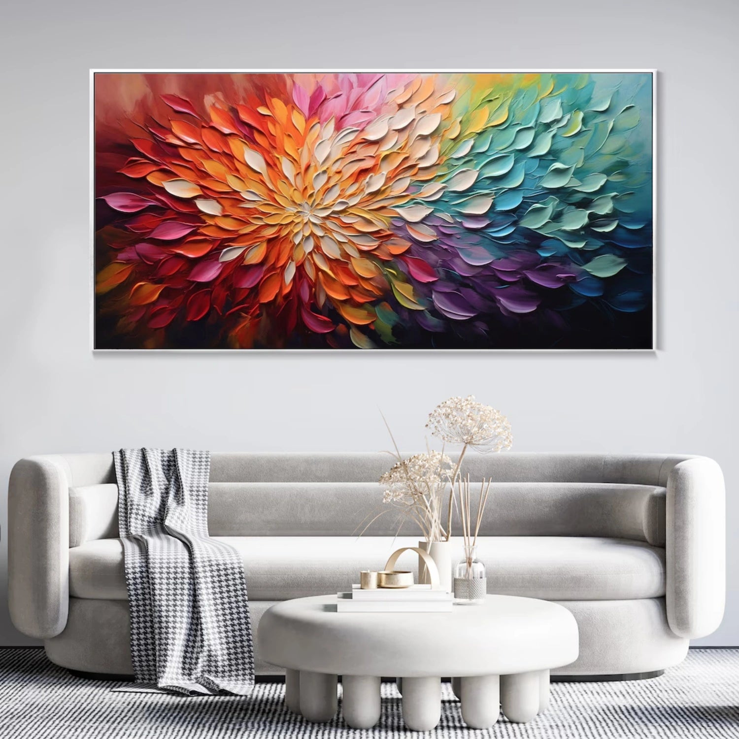Beautiful Flower and Tree Painting #FT162 - Handmade Canvas Art for Home Decor, Living Room, Bedroom & Office Wall