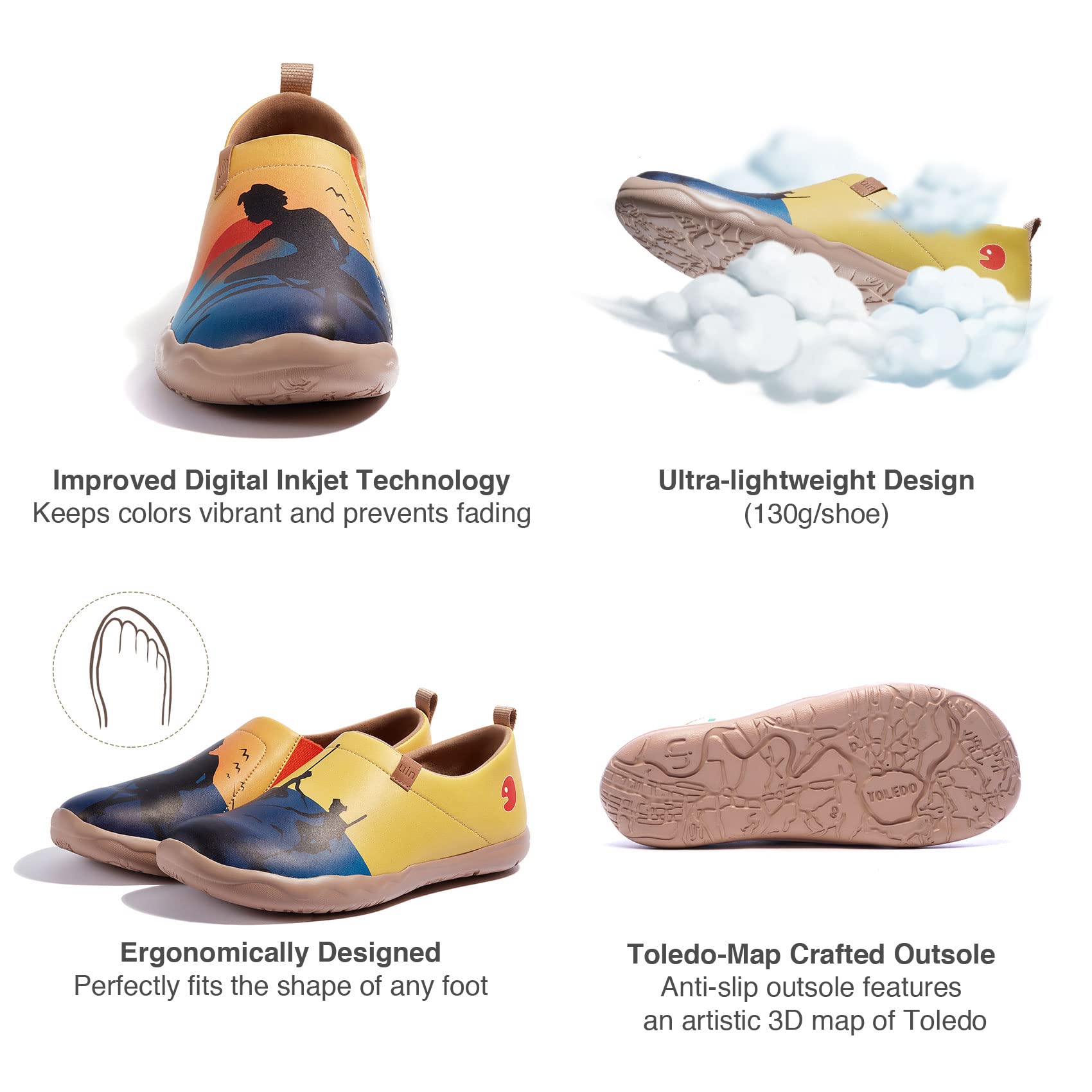 UIN Men's Slip-On Walking Shoes - Lightweight Travel Loafers with Microfiber Upper - Comfortable Casual Sneakers for Walking, Travel & Daily Wear
