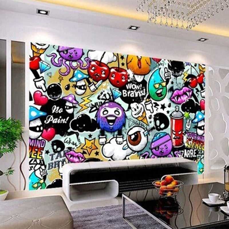 Urban Expression Graffiti Art Wallpaper - Modern Street Art Design for Bedroom, Living Room & Office Decor | Peel & Stick Removable Wall Mural