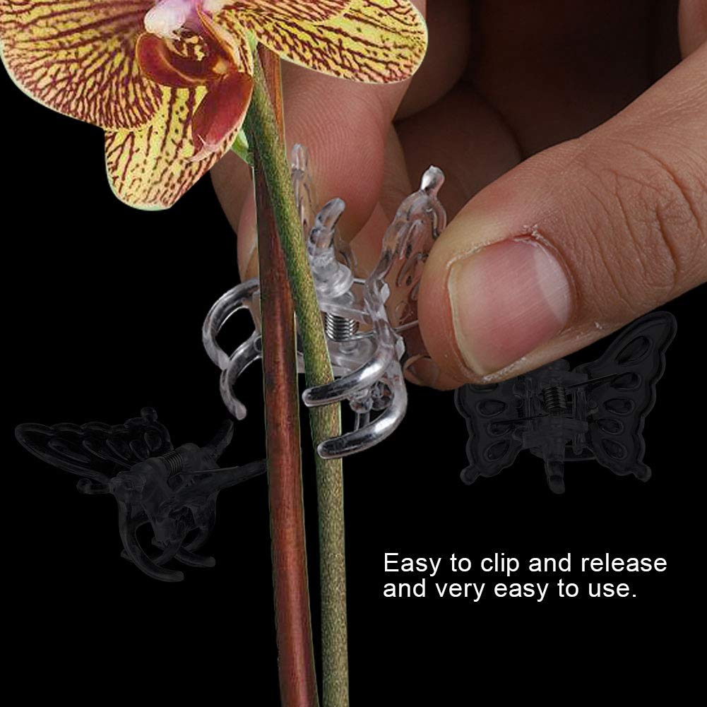 Haofy 100PCS Transparent Plastic Plant Support Clips - Orchid Vine Clips, Garden Butterfly Clips for Stems, Stalks & Vines | Perfect for Indoor/Outdoor Plants, Flower Arrangements & Gardening