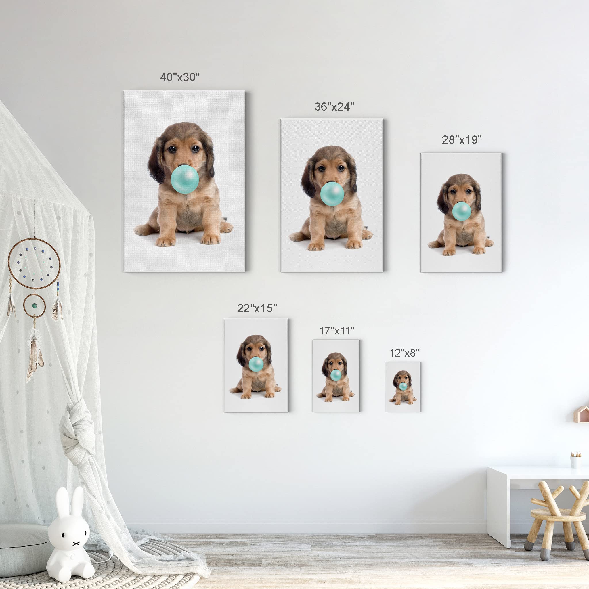 Vibrant Dachshund Dog Chewing Bubble Gum Canvas Wall Art Print - Pet Lover Gift, Pop Art Decor for Office, Living Room, Bedroom & Nursery (40x30 Inches) - Perfect for Animal Lovers & Home Decor