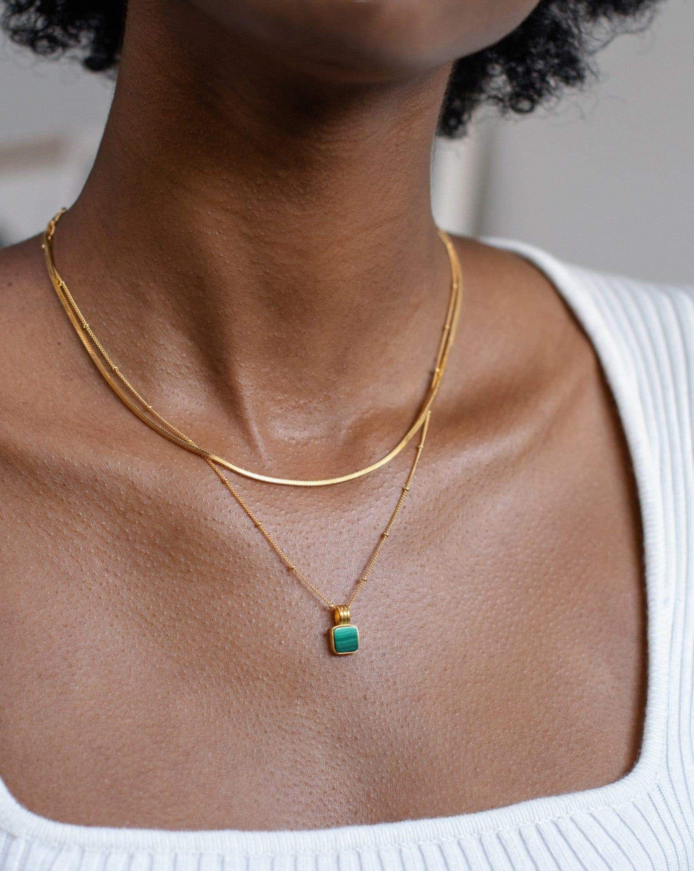 Iconic Lucy Williams Malachite Necklace Set - 18k Gold Vermeil & Genuine Malachite Gemstone Jewelry for Women | Elegant Gift for Birthday, Anniversary & Special Occasions