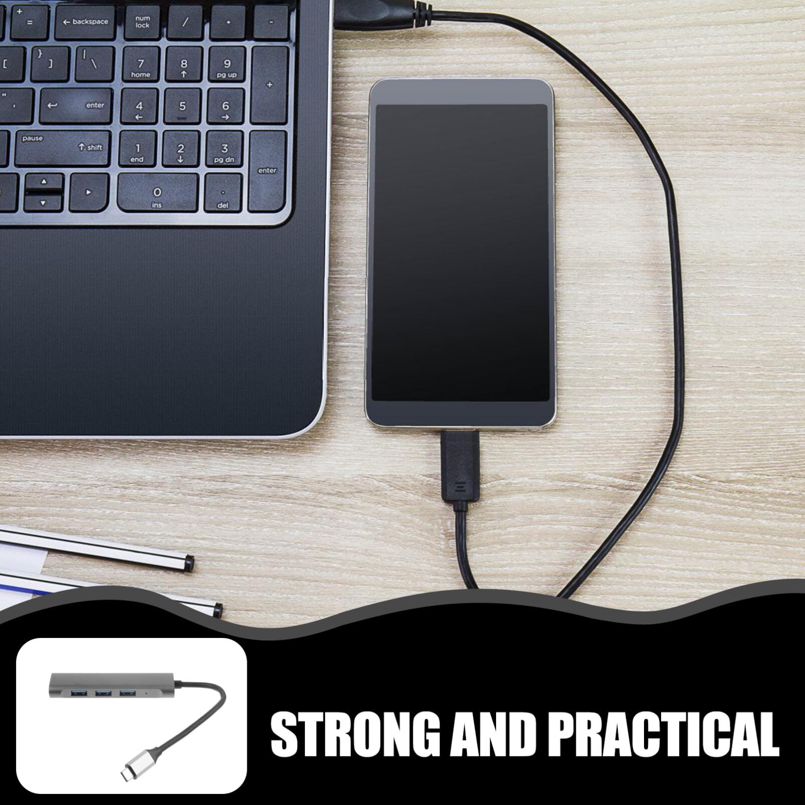 Veemoon 4-Port USB Hub Splitter with Aluminum Alloy Housing - High-Speed USB Adapter for Laptop, PC, Charging Phones, Tablets & More - Perfect for Home, Office, Travel & Gaming Setup