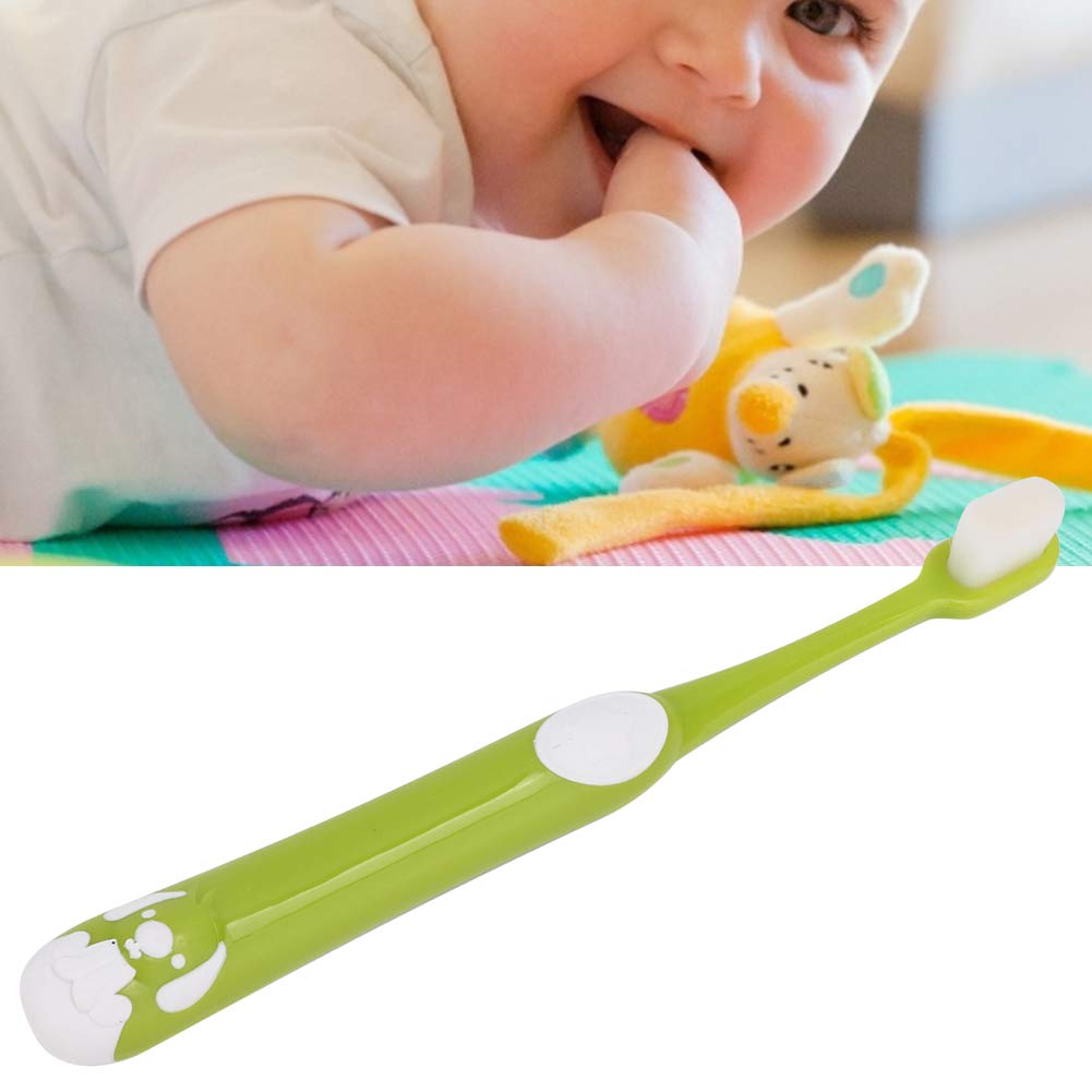 HURRISE Extra Soft Kids Toothbrush for Sensitive Teeth & Tongue - Gentle Silicone Manual Toothbrush for Children & Babies - Safe Dental Cleaning Oral Care (Green) - Perfect for Daily Brushing & Toddler Dental Hygiene