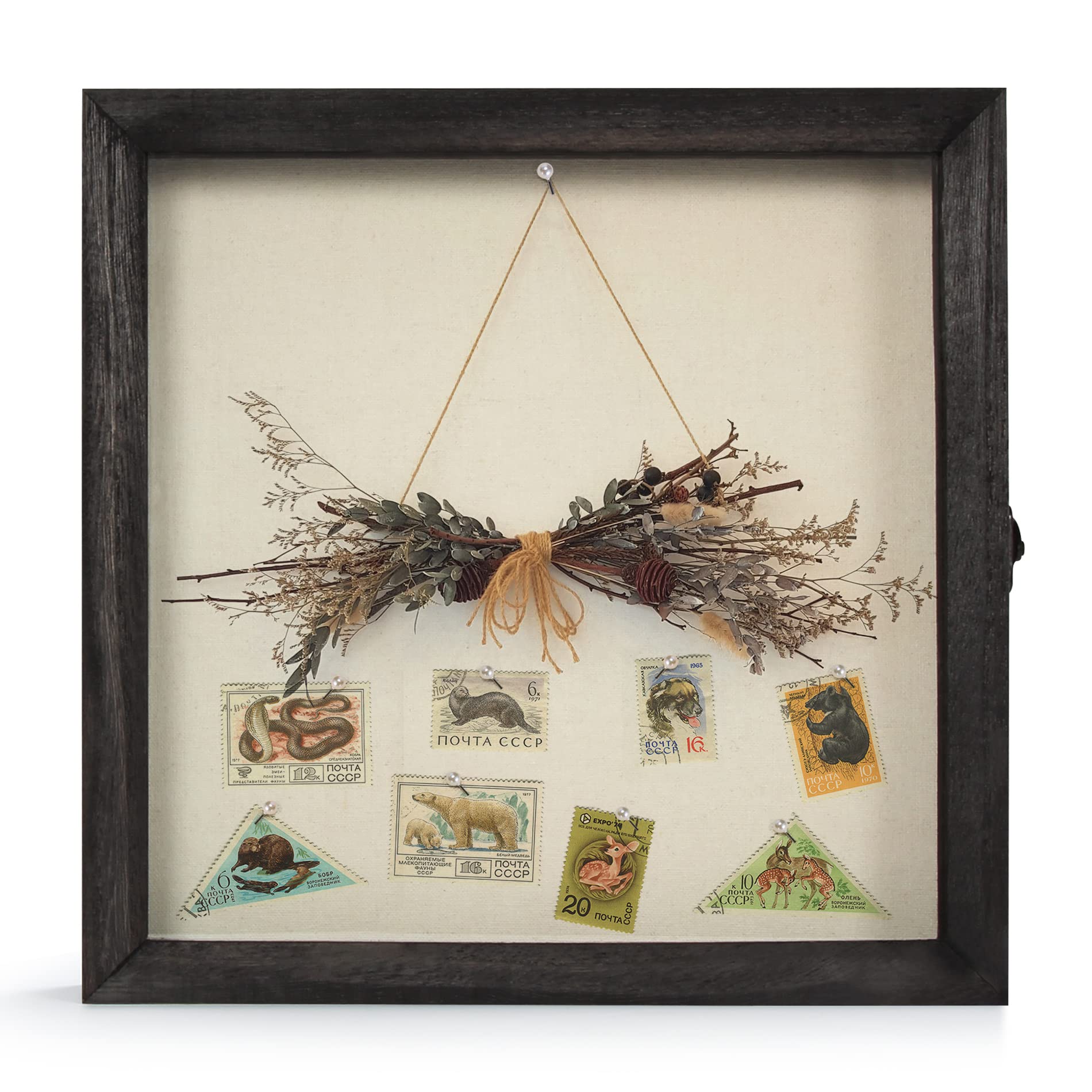 TJ.MOREE Large Rustic Black Shadow Box Display Case - 11 x 11 Inch Glass Window Frame for Wedding Bouquets, Medals, Photos & Keepsakes | Perfect for Wedding Memorabilia, Home Decor & Gift Display