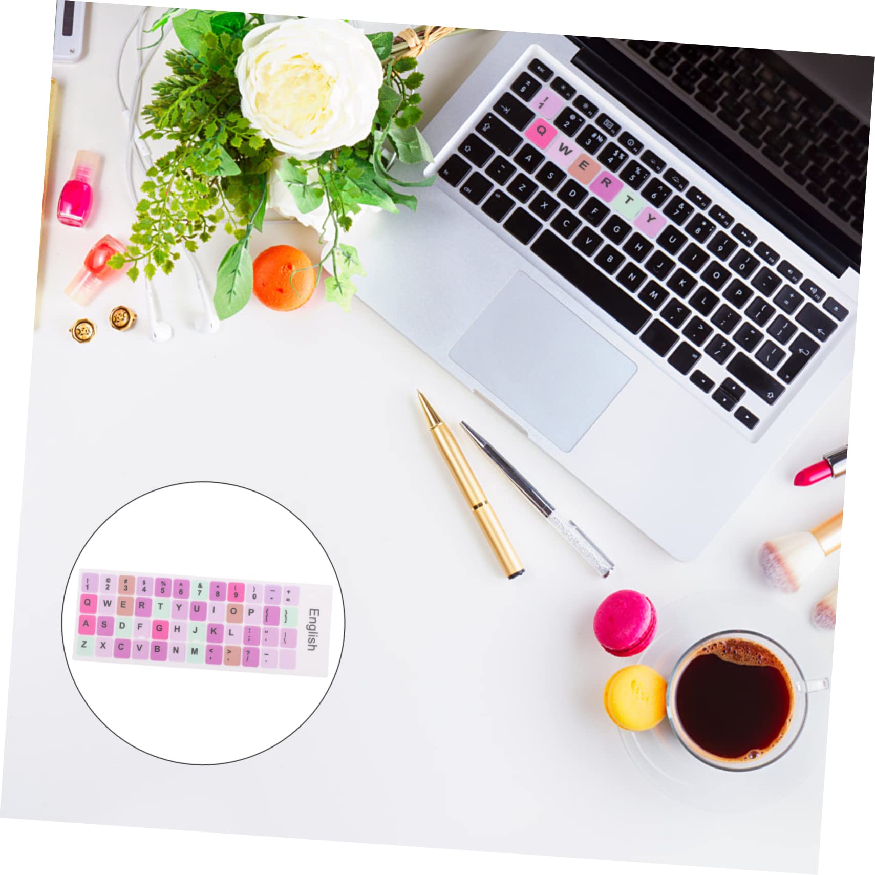 Lurrose 2-Pack Laptop Keyboard Protector Film - Waterproof, Anti-Scratch Keyboard Cover Stickers with English Letters for MacBook, Dell, HP (Perfect for Office, Travel & Coffee Shop Use)