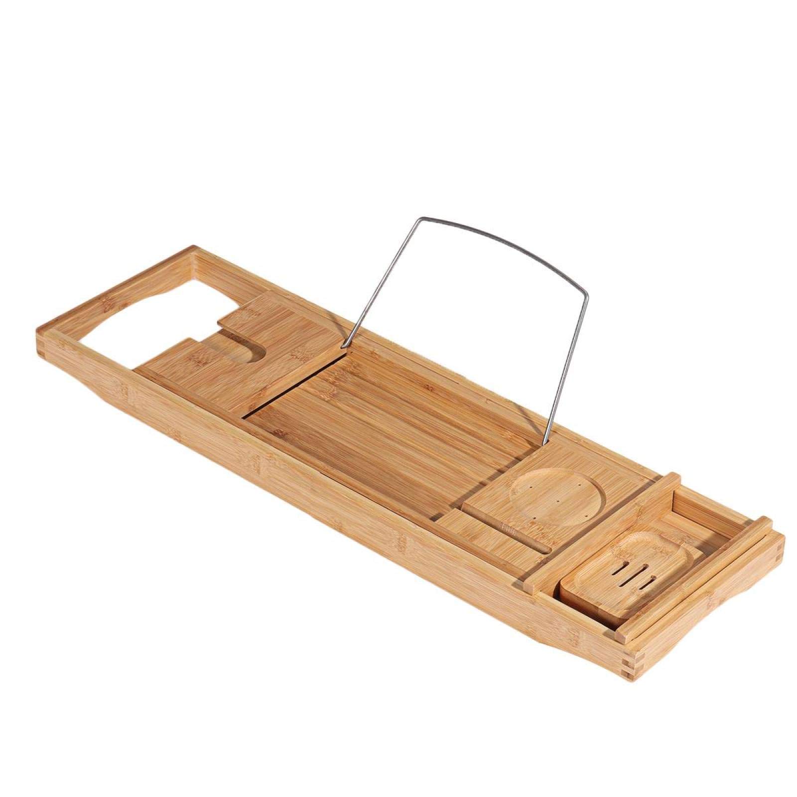 Expandable Bathtub Tray with Adjustable Reading Rack & Soap Holder - Perfect for Relaxing Baths, Reading Books, and Holding Essentials