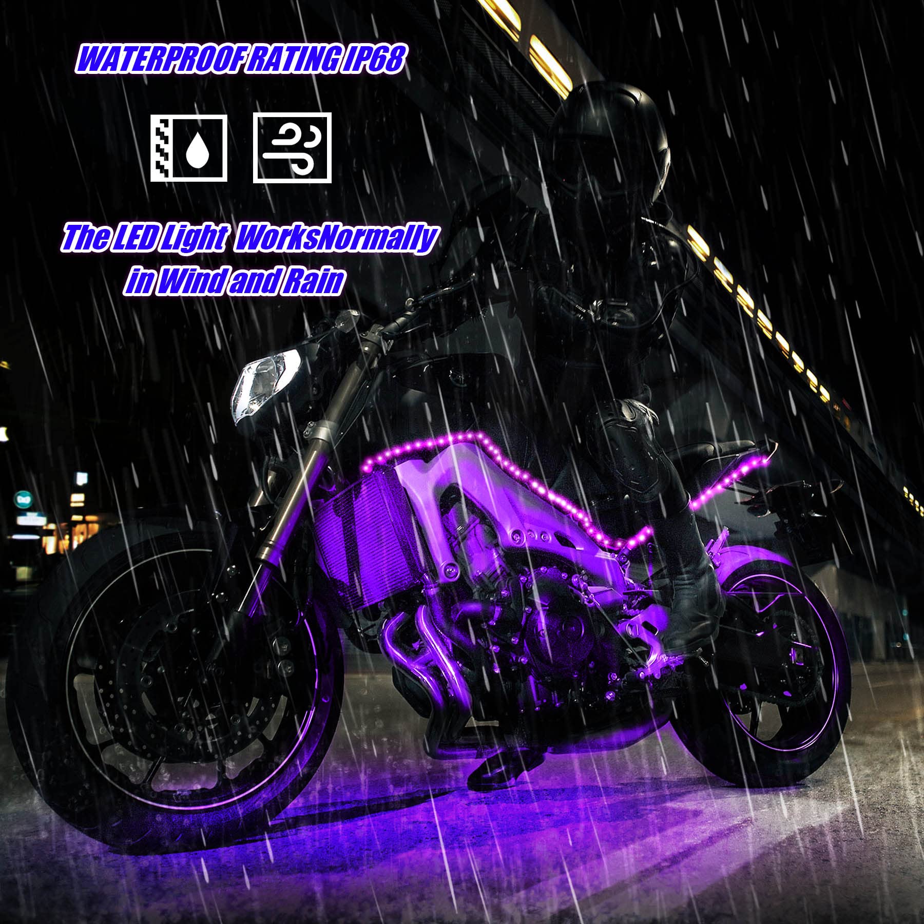 12Pcs Motorcycle RGB LED Light Kit - 7.5ft Smart Color Changing Strip Lights with Music Sync & APP Control for Cars, ATV, UTV (12V DC, Wireless Remote) - Perfect for Night Rides, Off-Road Adventures & Custom Vehicle Lighting