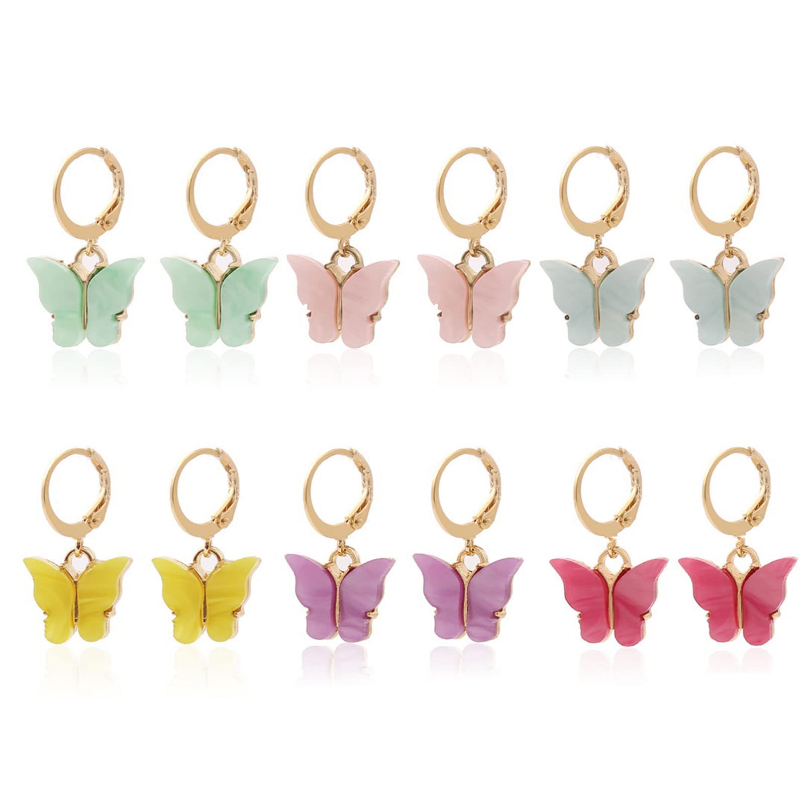 Milue Fashion Earrings for Women - Colorful Butterfly Hoop Stud Drop Dangle Earrings Set with Flower, Mushroom & Smile Face Designs | Perfect for Parties, Dating & Daily Wear